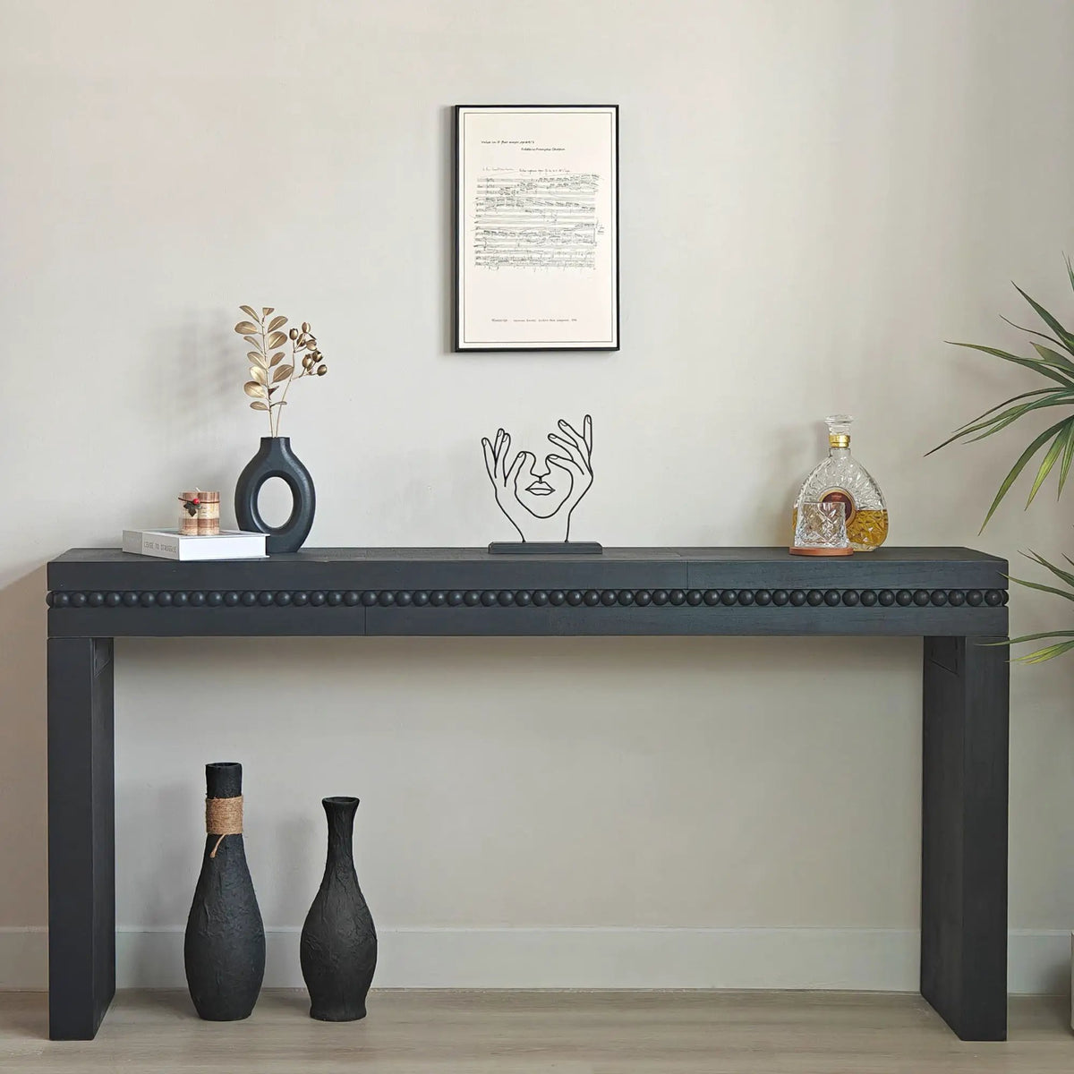 Rustic Wood Console Table | 64 Inch Width | Floating Top Design | Engineered Wood