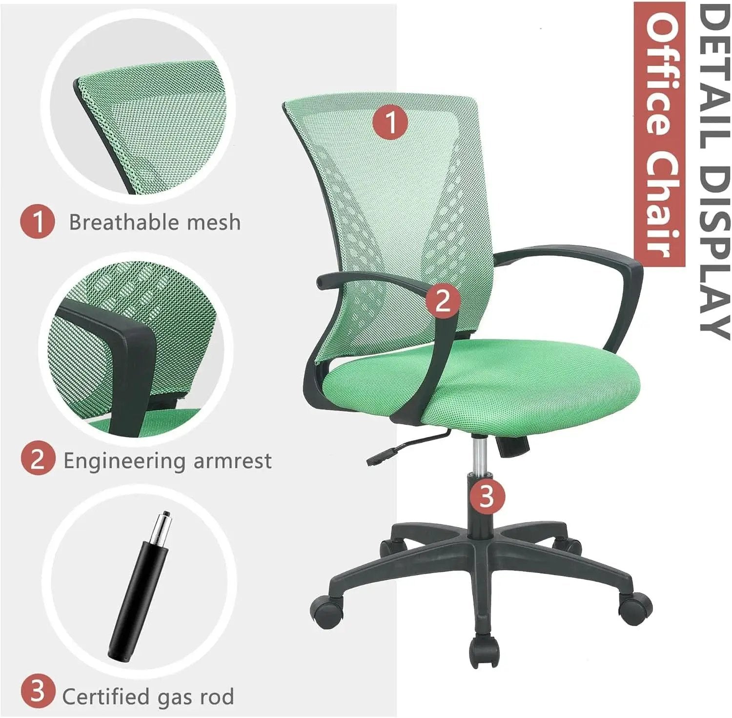 Green Ergonomic Mesh Office Gaming Chair With Lumbar Support from PriceLows™
