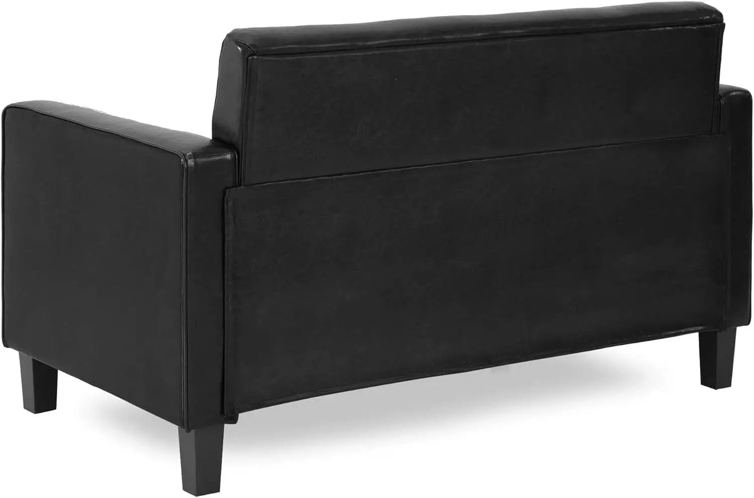 Two Seater Tufted Black Faux Leather Loveseat for Living Room from PriceLows™