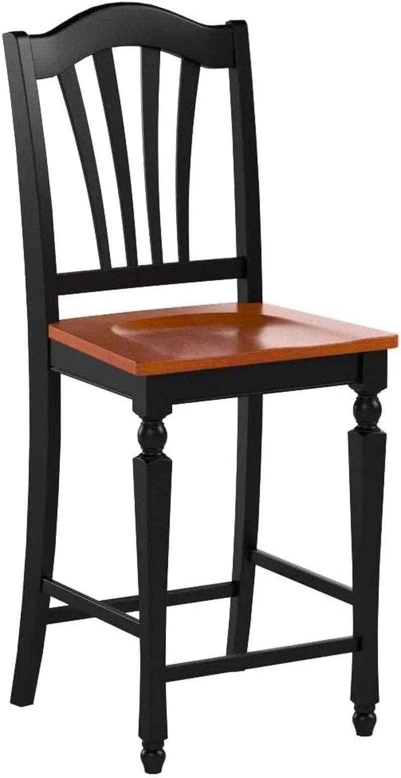 Chelsea Counter Height Bar Stools Set of 2 Slat Back Black Cherry from PriceLows™