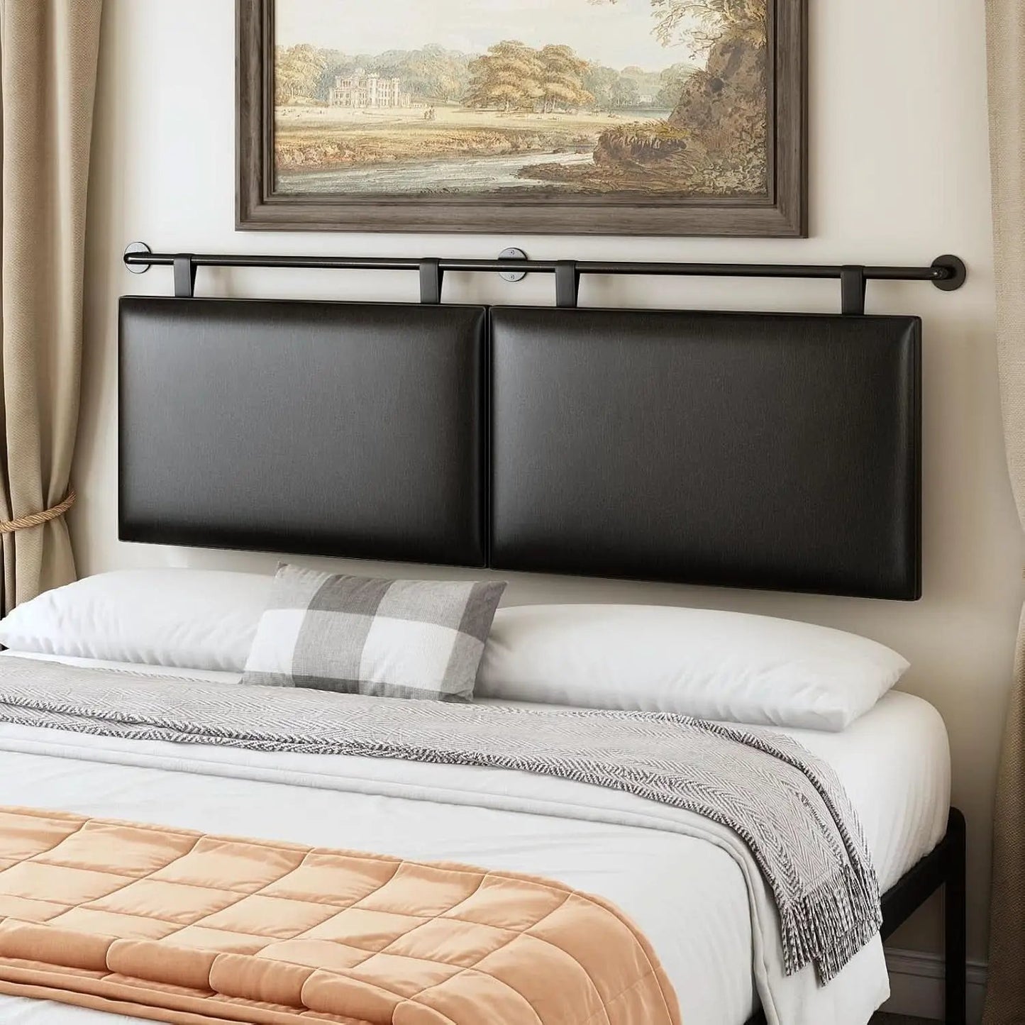 Queen Size Wall Mounted Headboard Industrial Pipe Design from PriceLows™