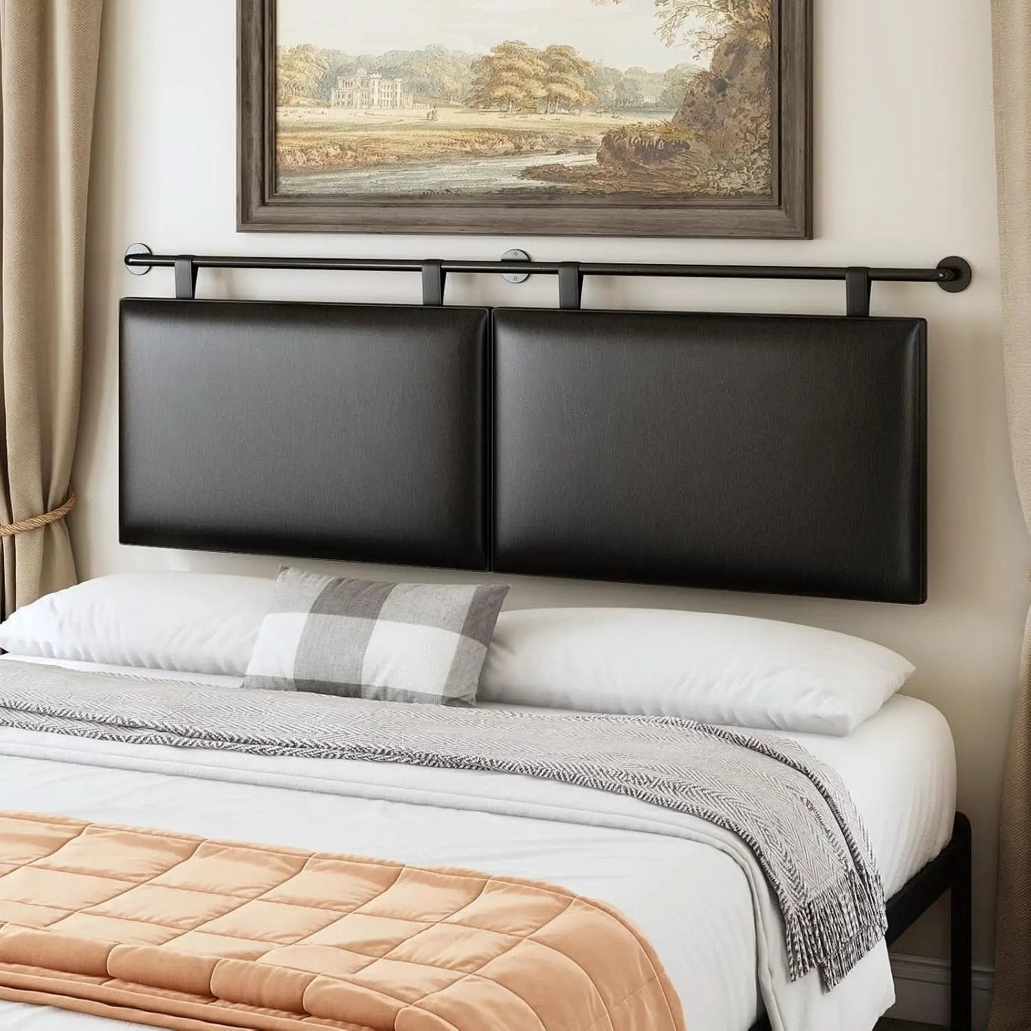 Queen Size Wall Mounted Headboard Industrial Pipe Design from PriceLows™