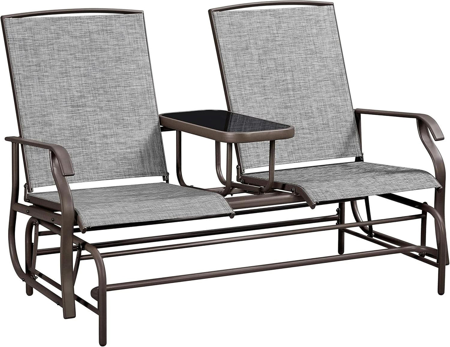 Two-Seat Outdoor Glider Bench with Center Table from PriceLows™