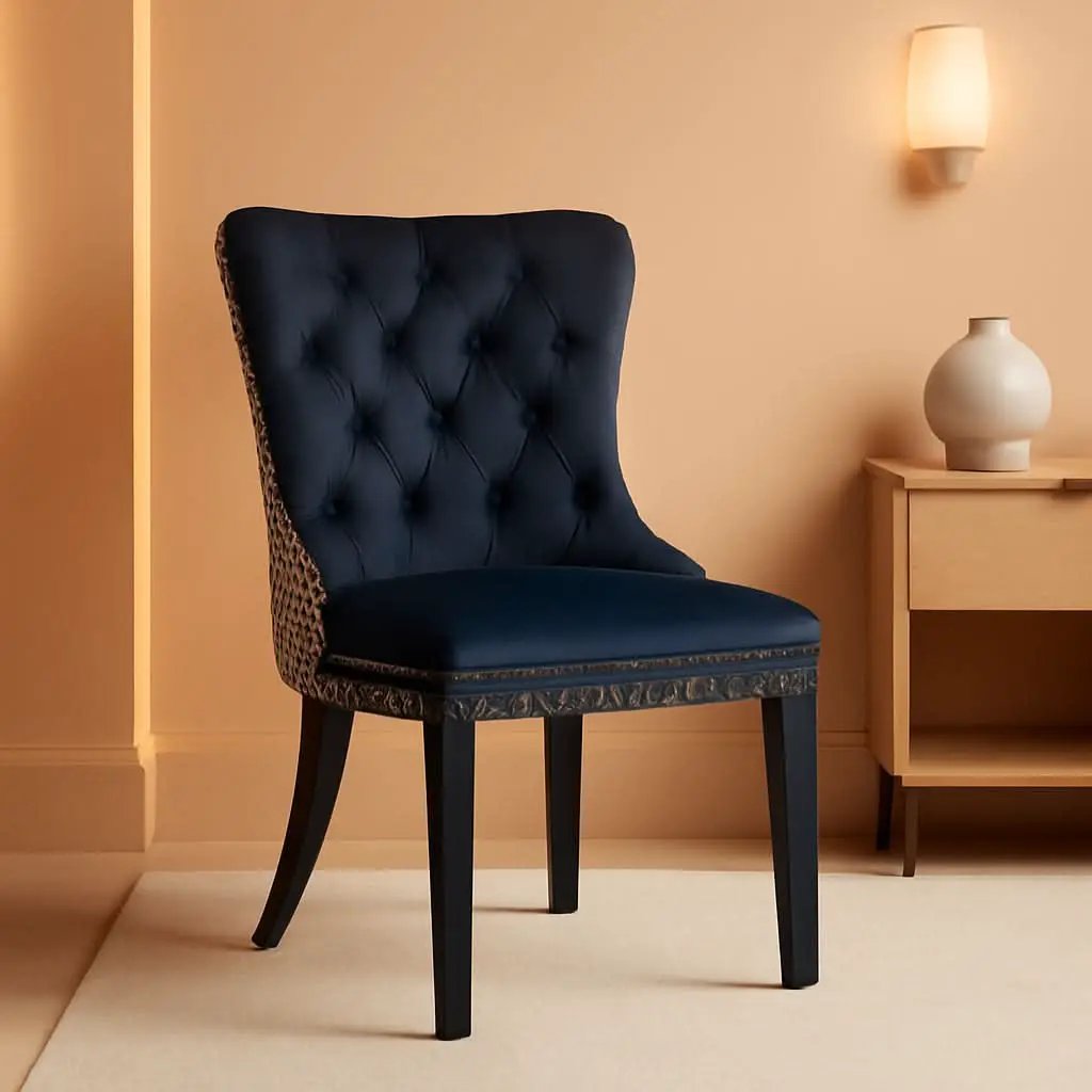 Velvet Tufted Dining Chairs Set Of 4 With Nailhead Trim from PriceLows™