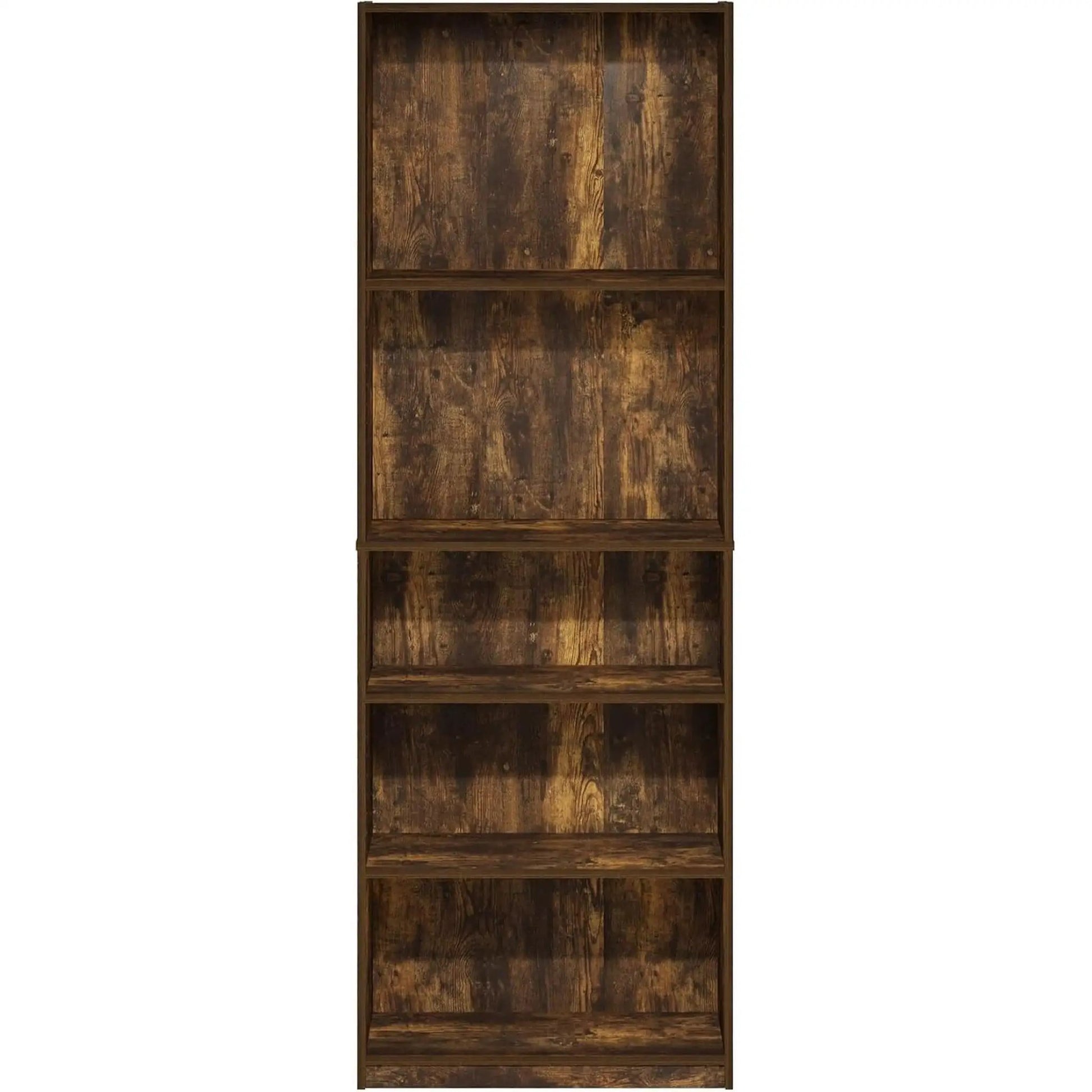 Adjustable 5 Tier Amber Pine Bookcase Living Room Storage from PriceLows™
