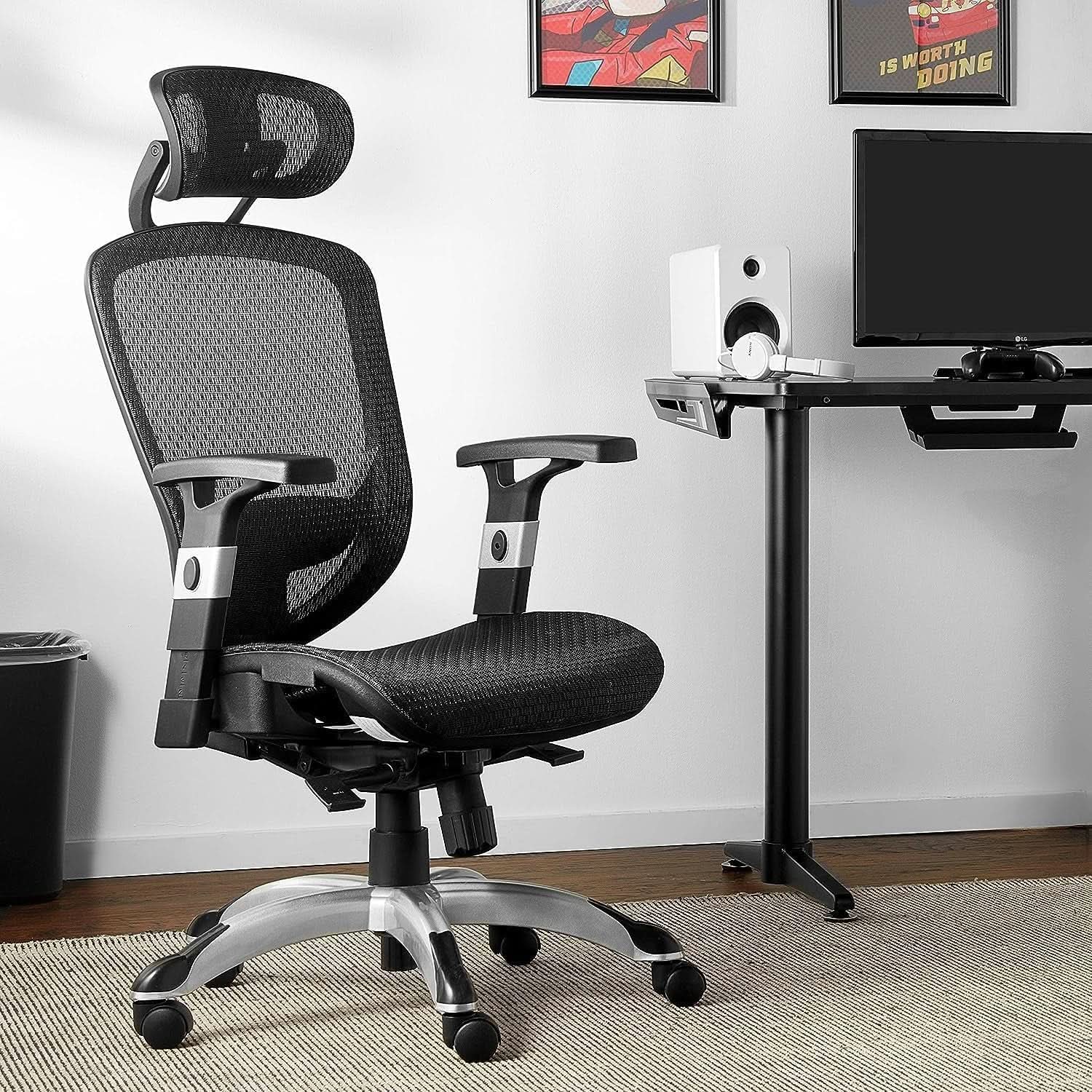 Hyken Ergonomic Mesh Swivel Task Chair Adjustable Black Office Chair from PriceLows™