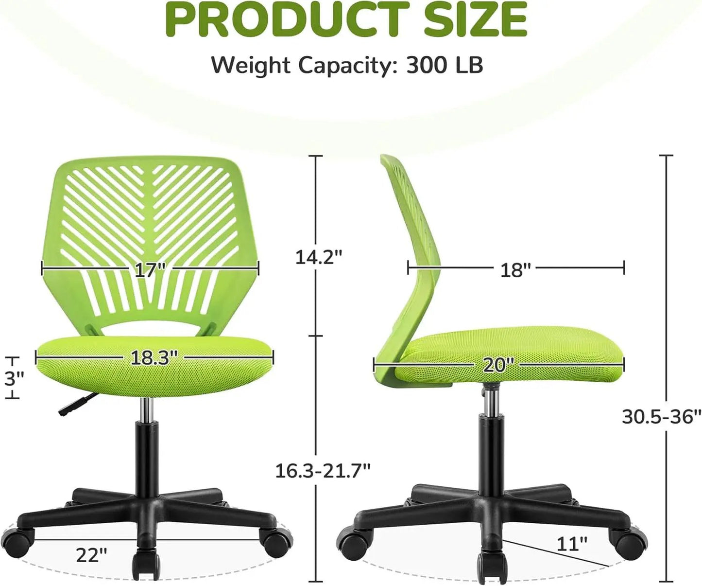 Kids Desk Chair Green Swivel Task Chair With Lumbar Support from PriceLows™