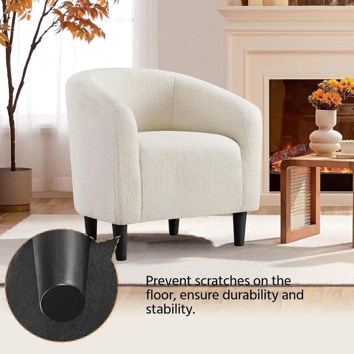 Ivory Barrel Chairs Boucle Living Room Duo Two Piece Set from PriceLows™