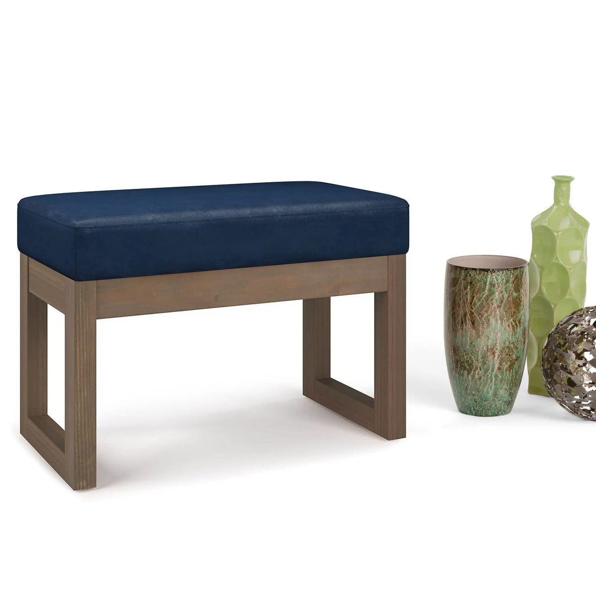 Milltown Upholstered Ottoman Bench | Driftwood Solid Wood Base | Versatile Design | 44.5 Inch Width