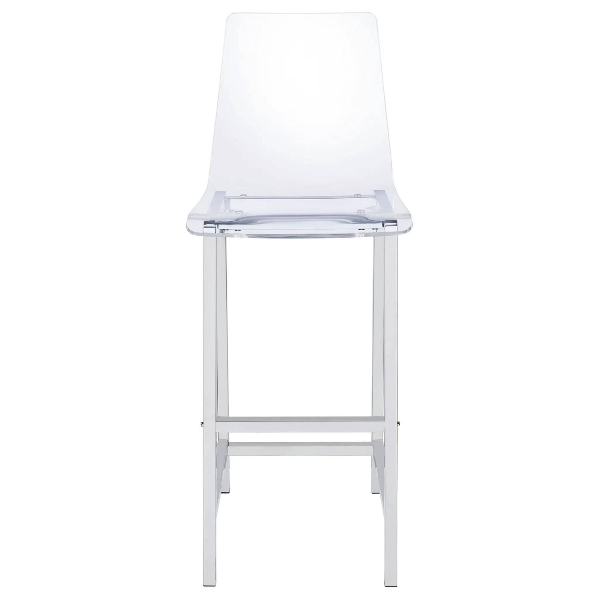 Juelia Clear Acrylic Bar Chair Chrome (Set of 2) Bar Height (28"-30") | 17 x 21 x 46 in | Acrylic | Home