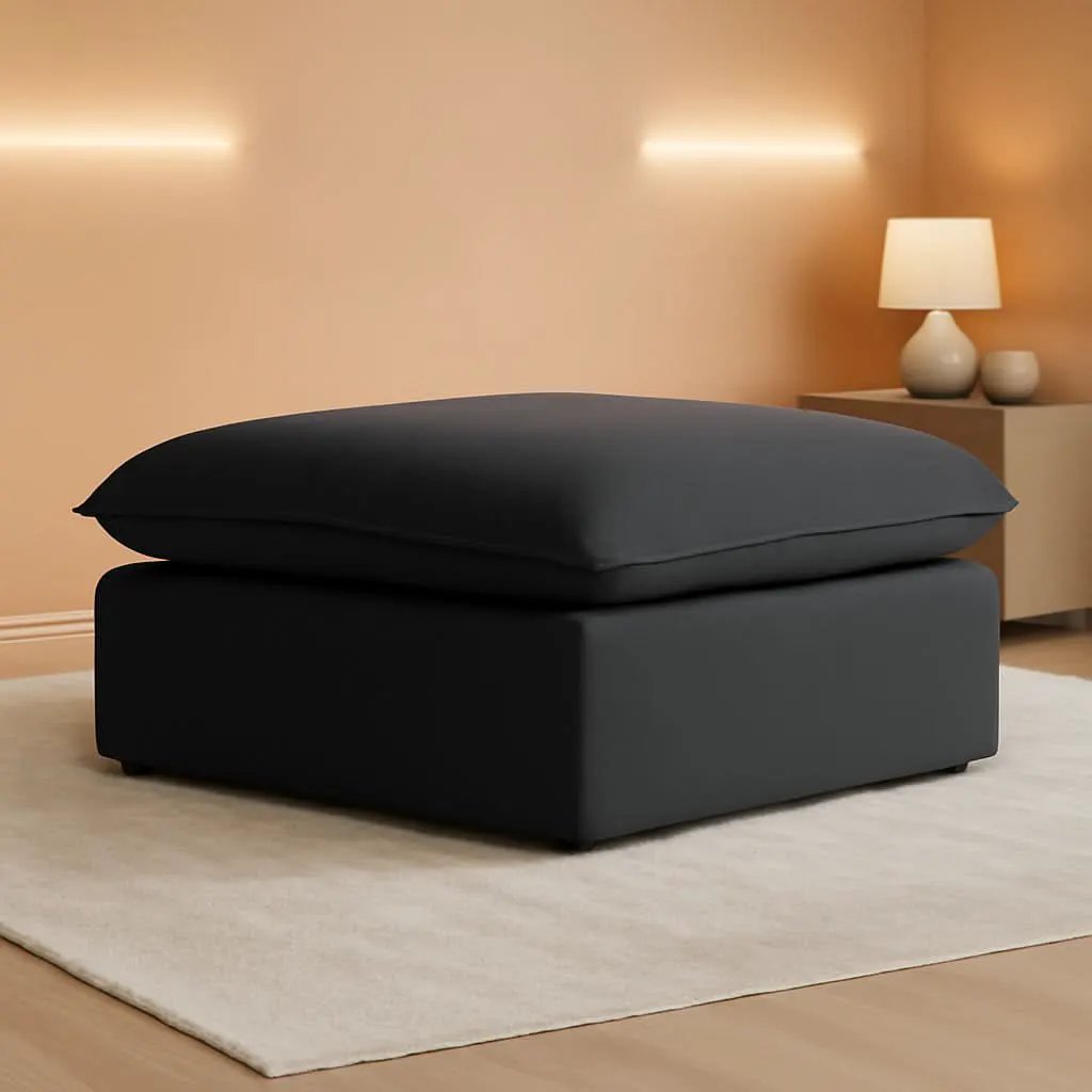 Black Storage Ottoman With Removable Cushion Covers from PriceLows™