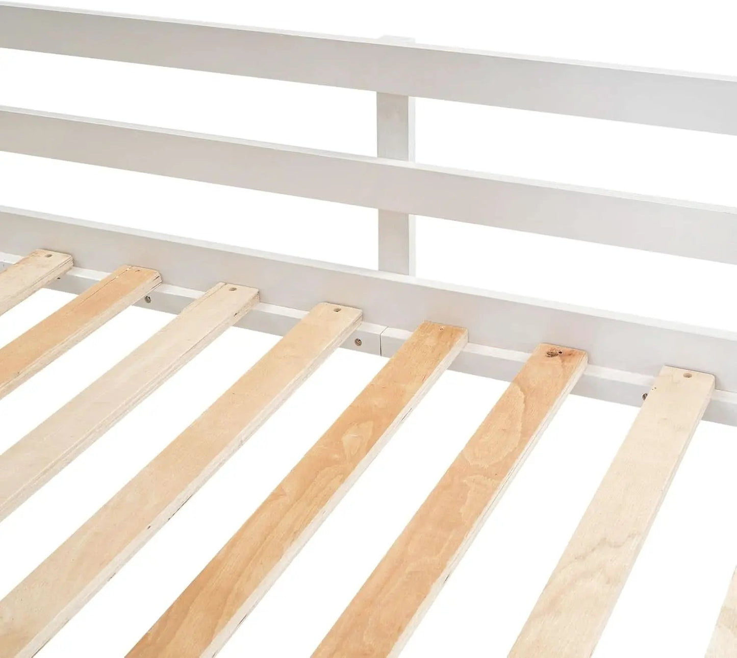 Twin Over Twin House Bunk Bed Frame White Brown With Roof from PriceLows™