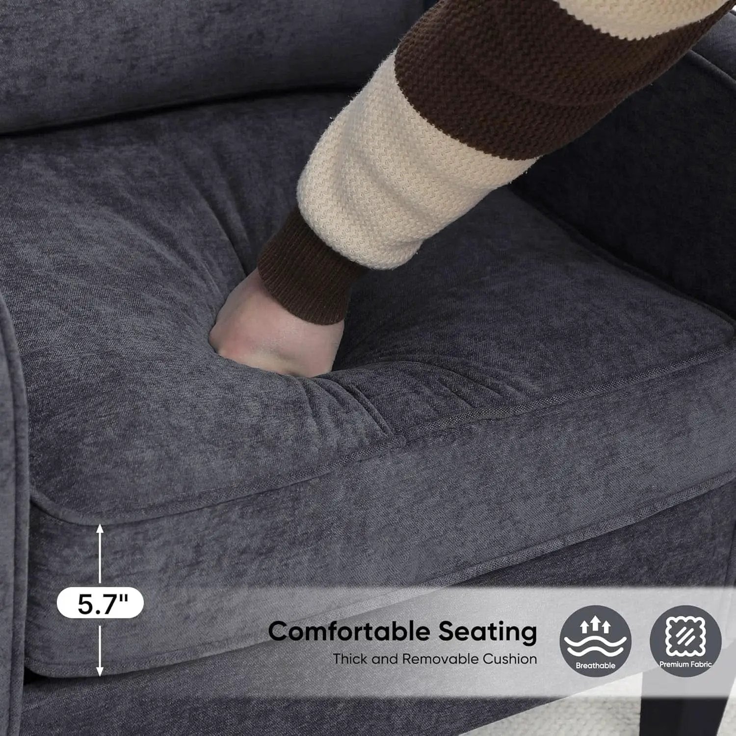Dark Grey Mid Century Modern Accent Chair For Living Room from PriceLows™