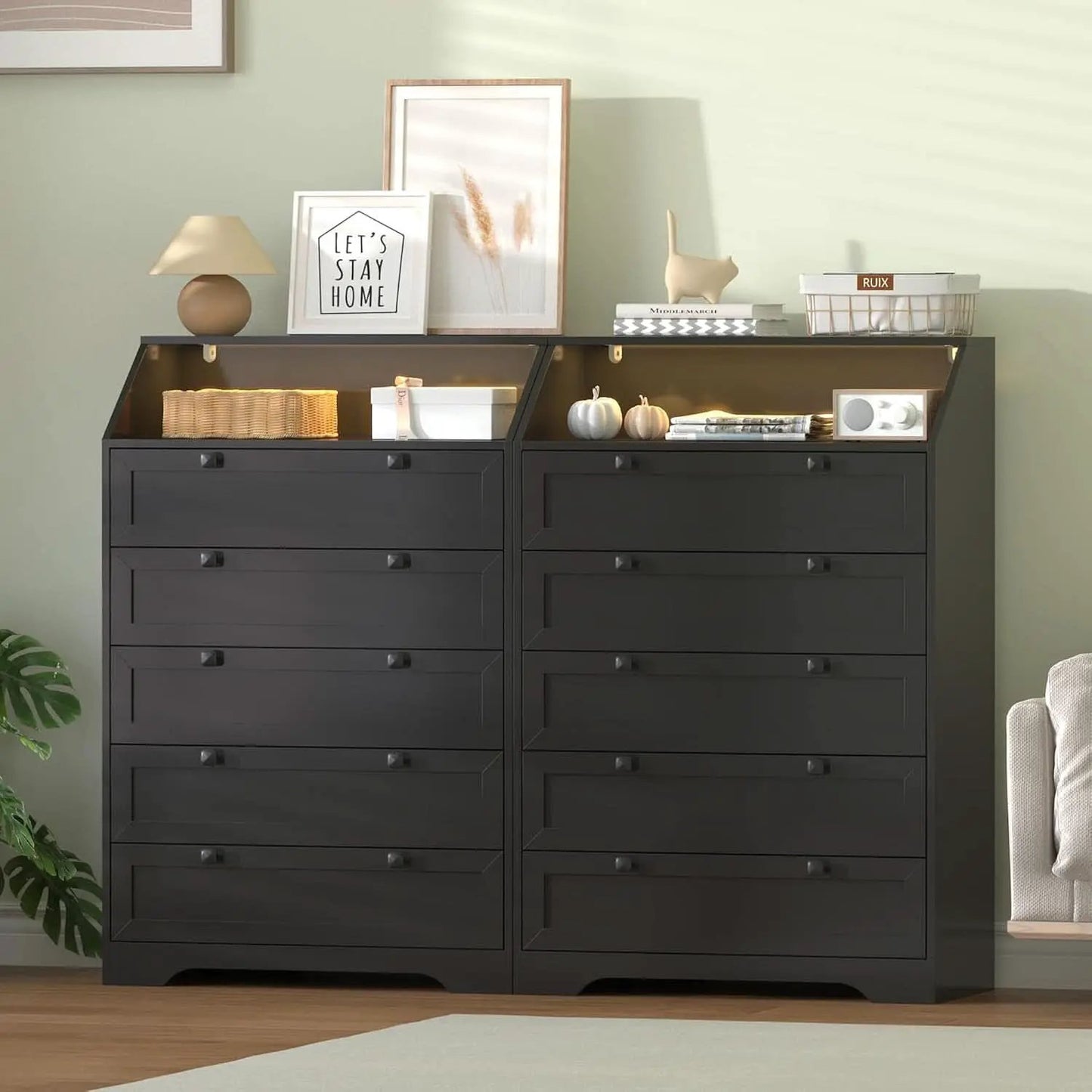 Tall Black Dresser With Customizable RGB Illumination from PriceLows™