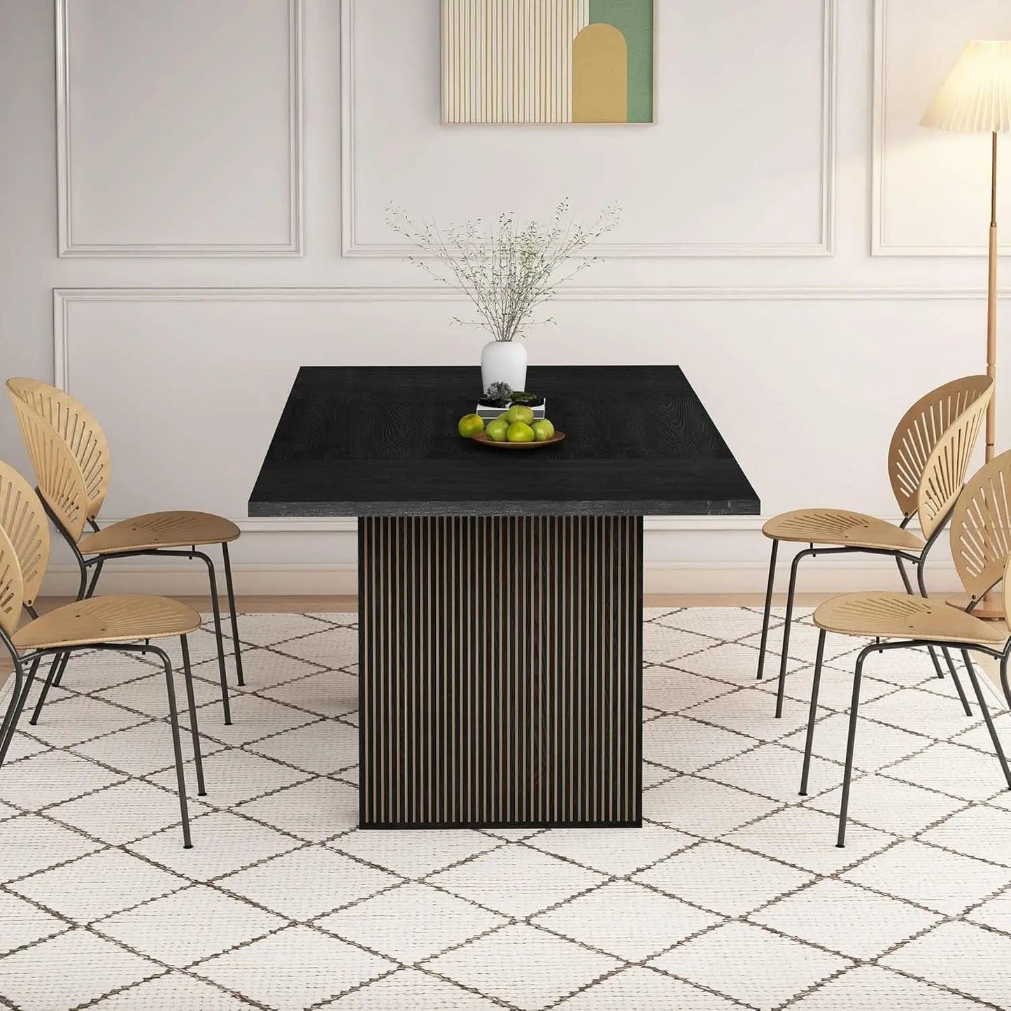 Dining Table 78 Inch Black Rectangular Farmhouse Kitchen from PriceLows™