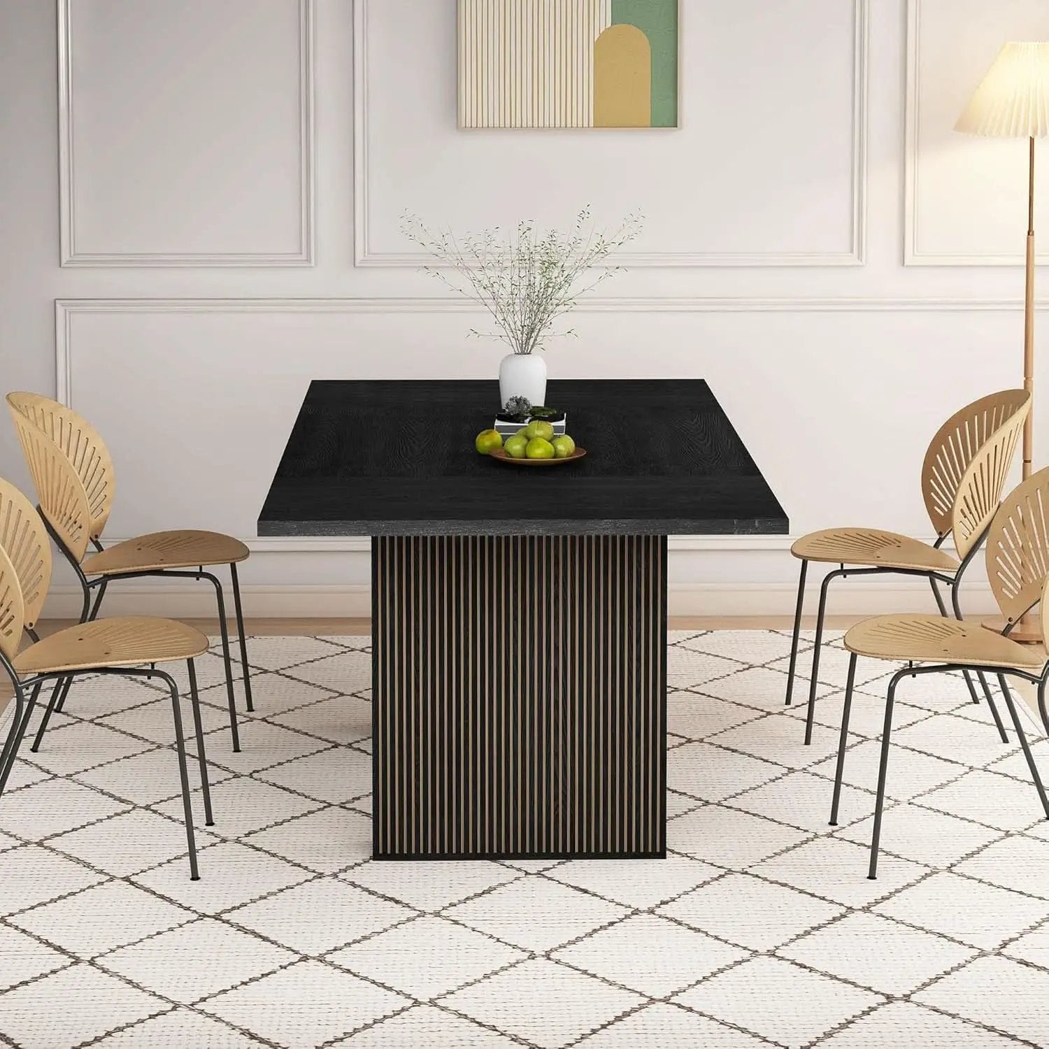 Dining Table 78 Inch Black Rectangular Farmhouse Kitchen from PriceLows™