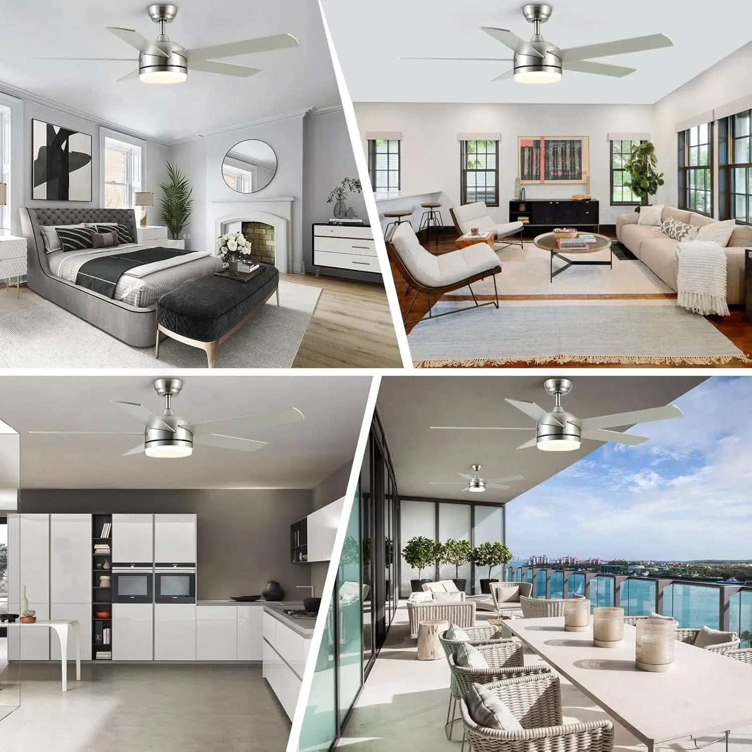 52 Inch Brushed Nickel Ceiling Fan With Remote Control from PriceLows™
