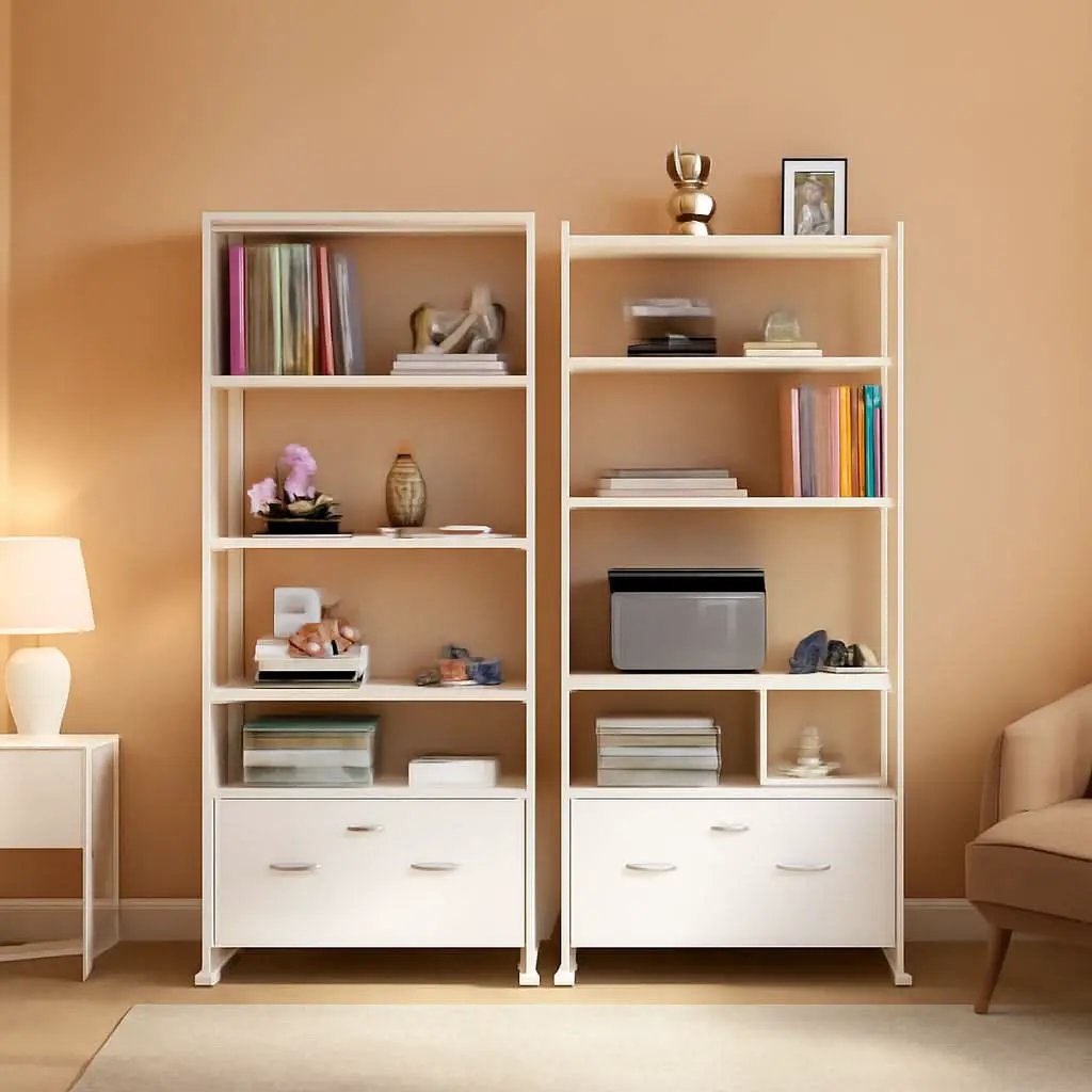 White Printer Stand With Locking File Cabinet And Charging Station from PriceLows™