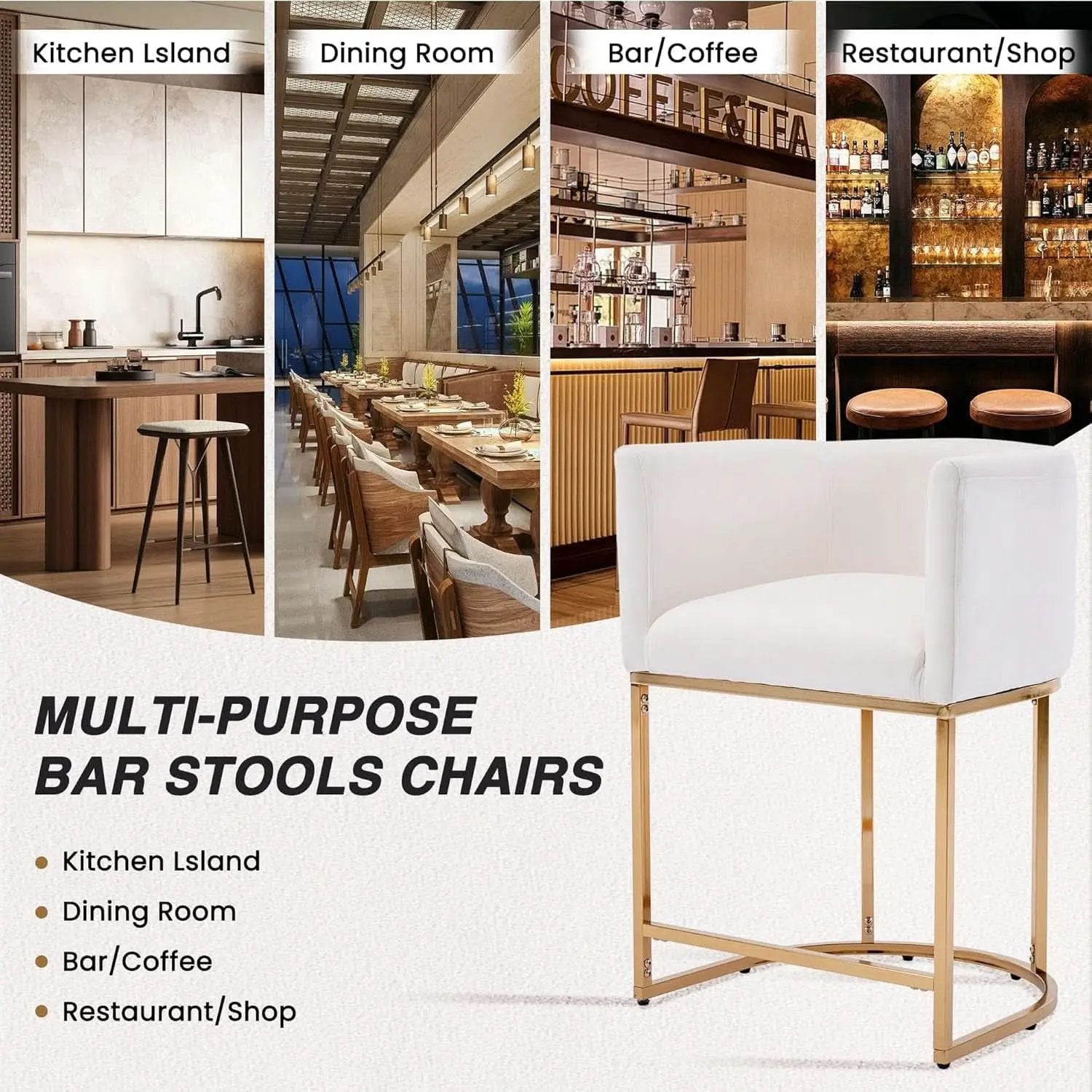 Counter Height Bar Stools Set Of 2 Ivory Velvet 24 Inch from PriceLows™