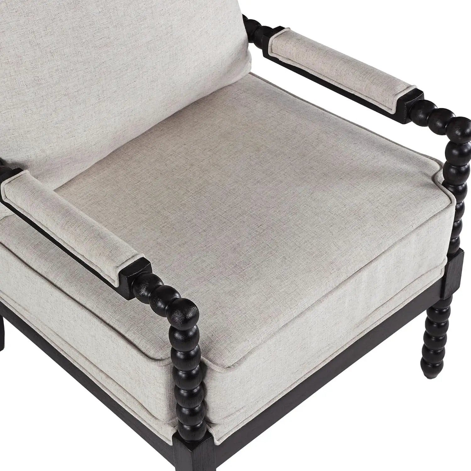 European Linen Spindle Armchairs Set Pair Cushions from PriceLows™