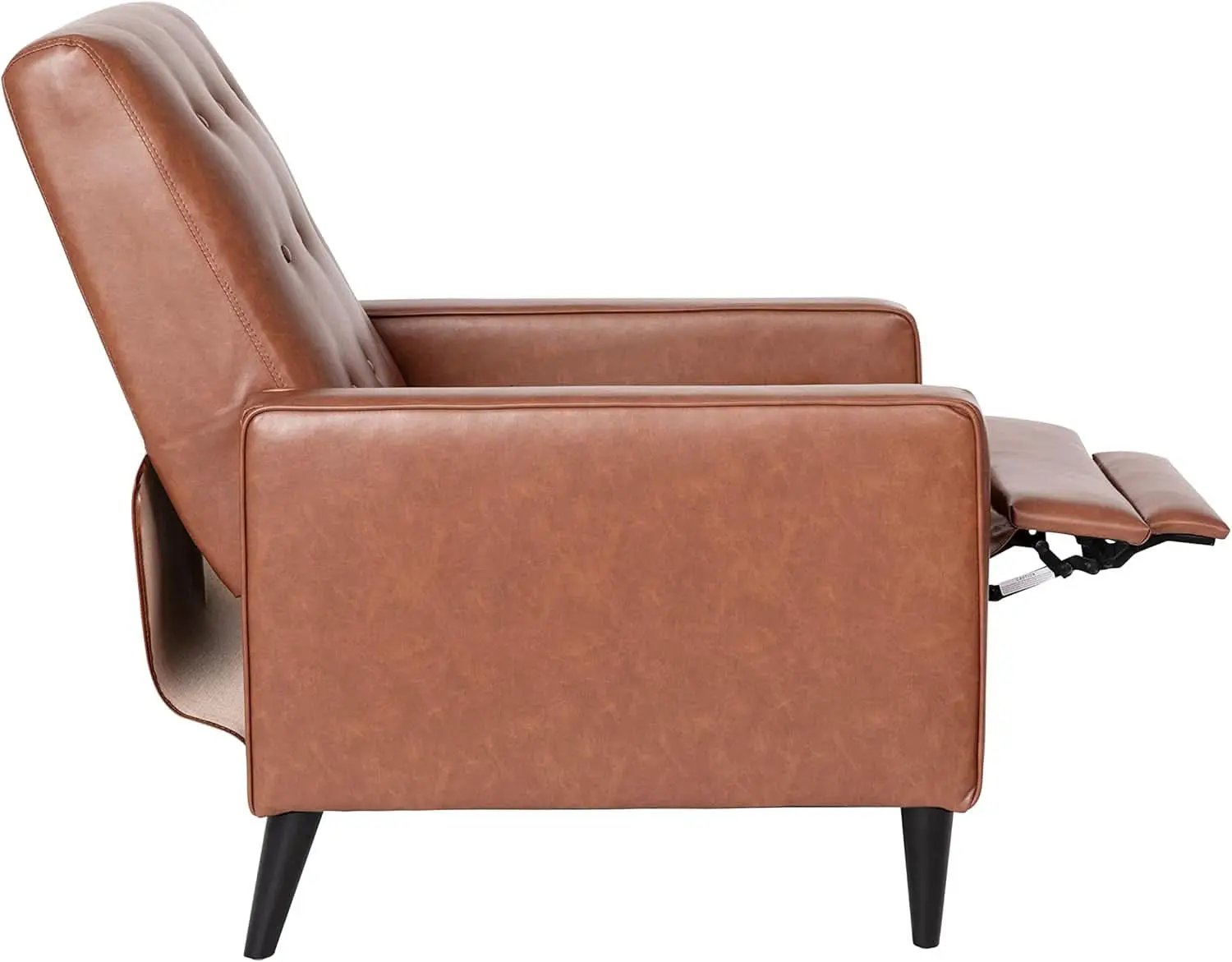 Erza Cognac Brown Leathersoft Pushback Mid Century Modern Recliner Chair from PriceLows™