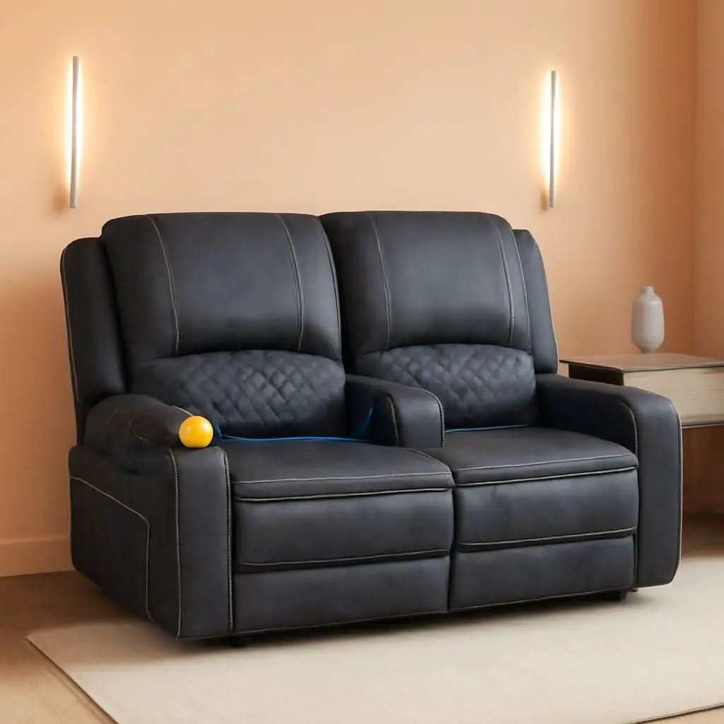 Gray Velvet Manual Recliner Loveseat With USB Ports from PriceLows™