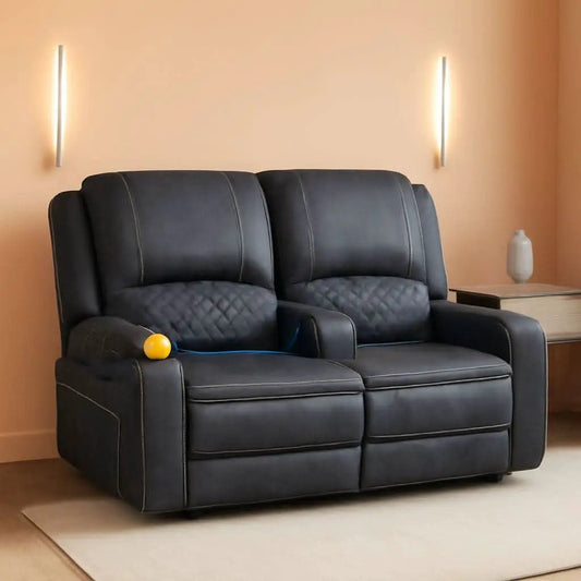 Gray Velvet Manual Recliner Loveseat With USB Ports from PriceLows™
