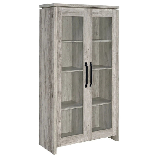 Alejo 2-door Engineered Wood Tall Cabinet Grey Driftwood | 35.25 x 15.5 x 69 in | Engineered Wood & Glass | Home