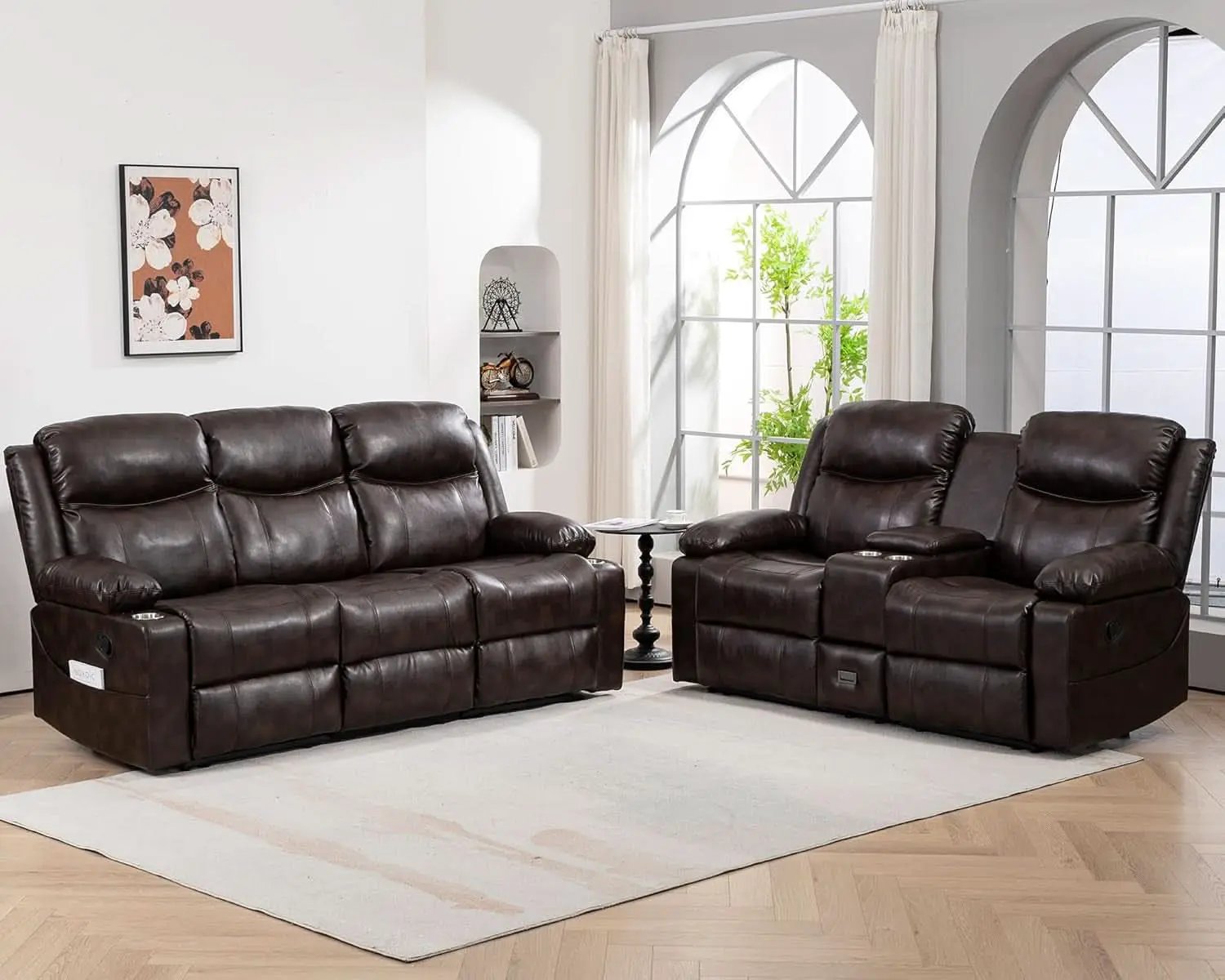 Brown Recliner Sofa Set With Massage And Heat 2 Piece from PriceLows™