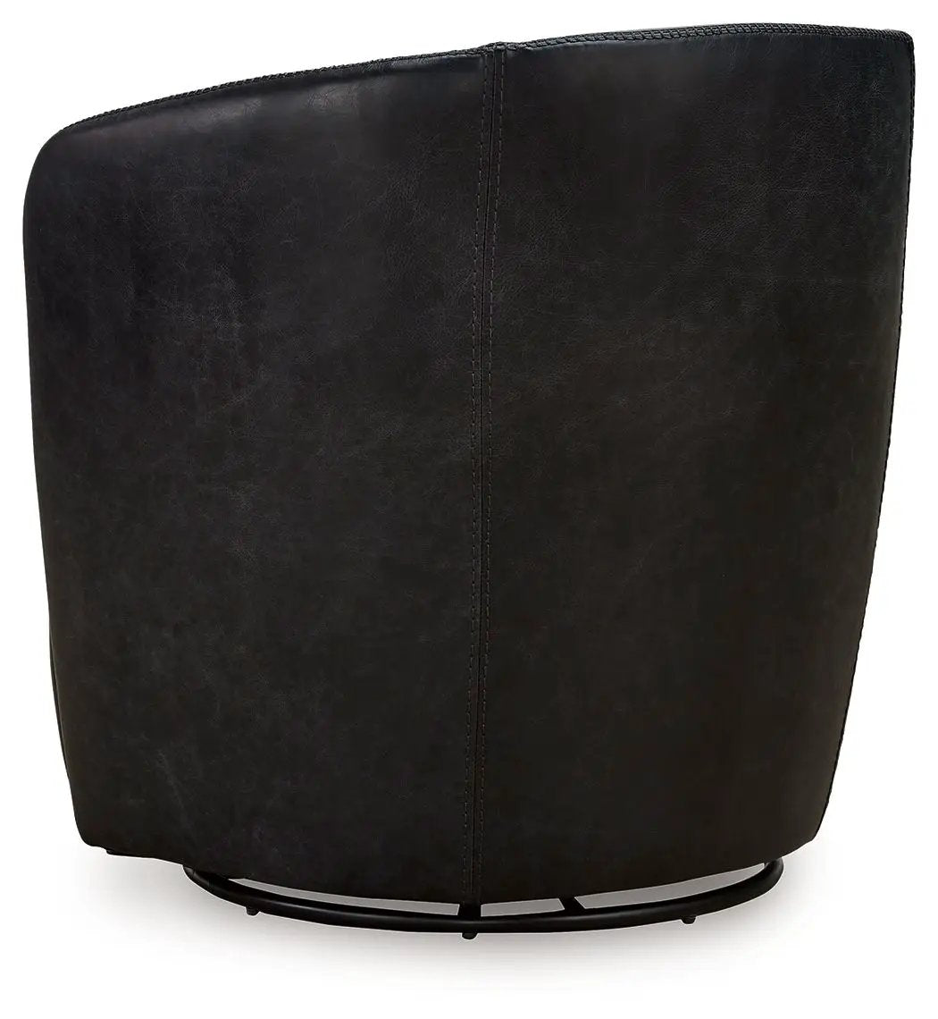 Kierreys Swivel Accent Chair | Supple Leather | Barrel Back | 31.63 Inch Height