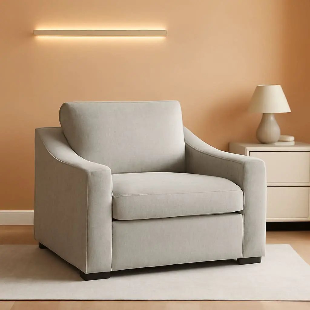 47 Inch Linen Fabric Armchair Pair Oversized Oatmeal from PriceLows™