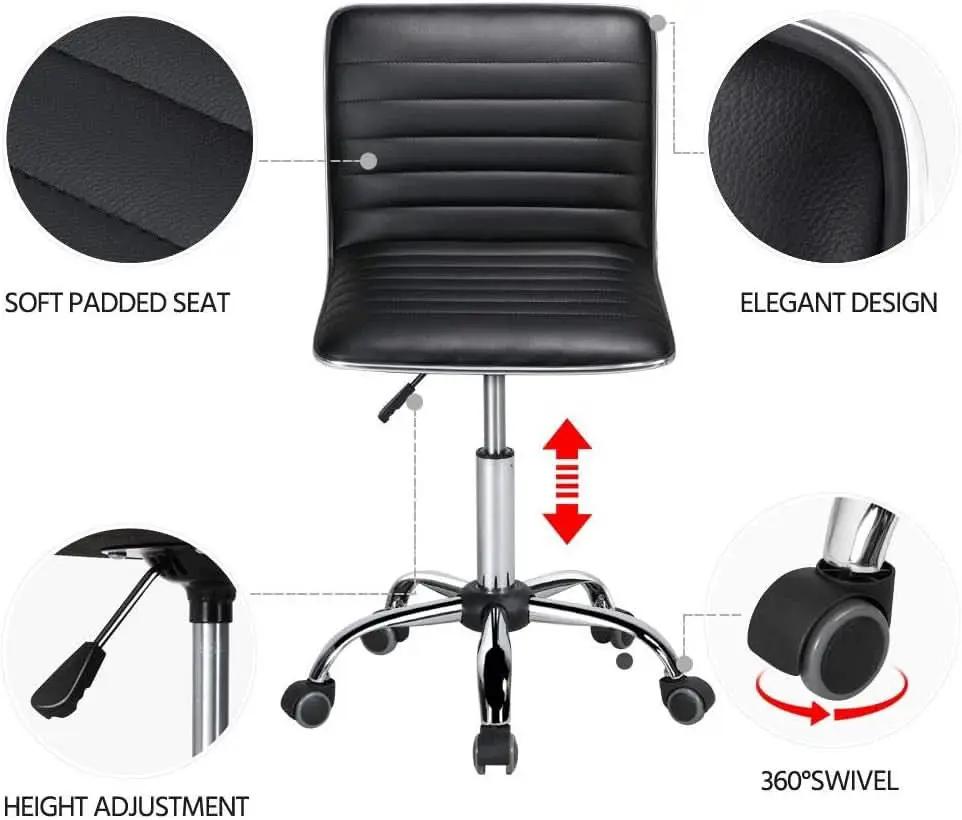 Adjustable Armless PU Leather Office Chair Swivel Black from PriceLows™