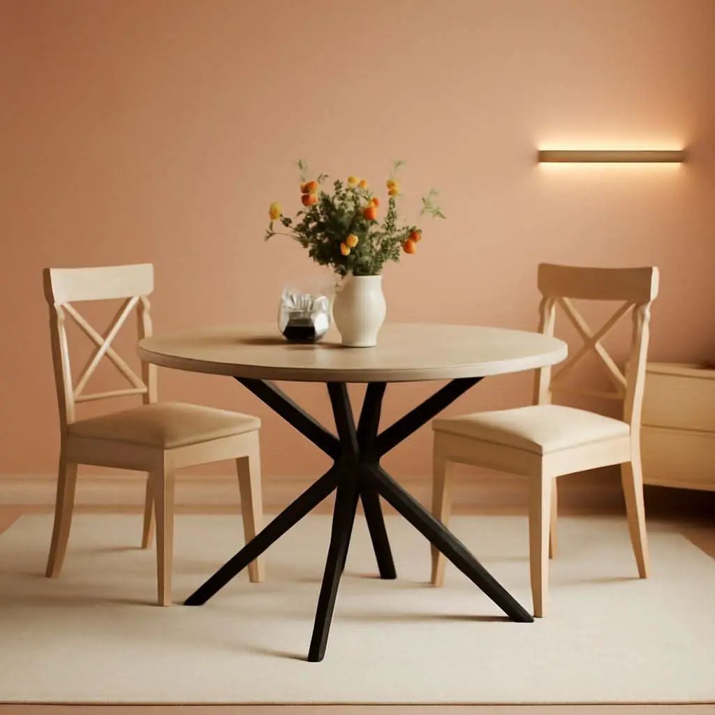Round 47 Inch Circular Dining Table Natural Oak Finish from PriceLows™