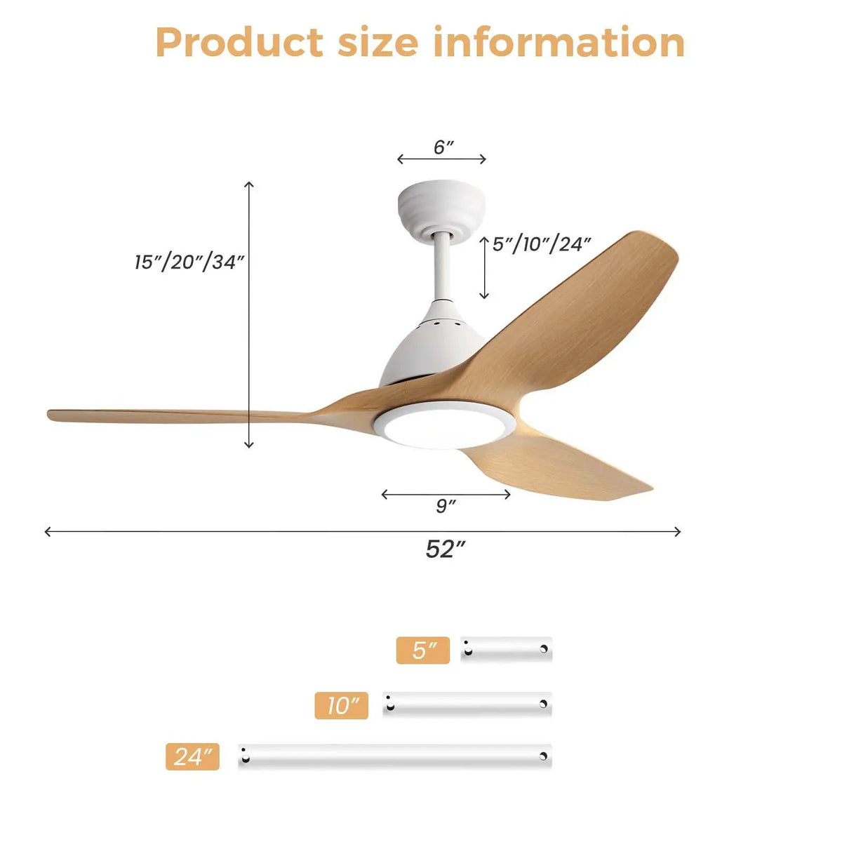 Bredoom Ceiling Fan | 52 Inch Span | Reversible DC Motor | LED Light And 6-Speed Remote