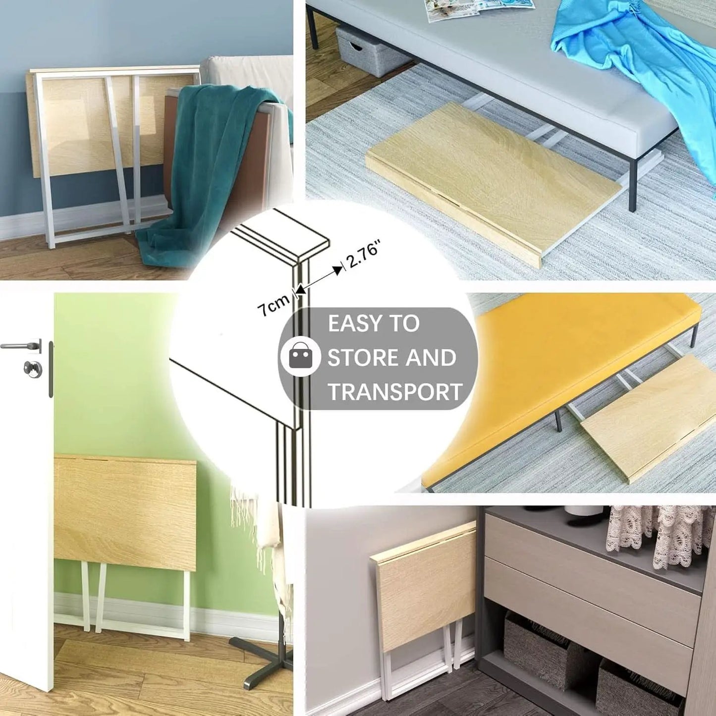 31.5 Inch Folding Desk For Small Spaces Natural White from PriceLows™