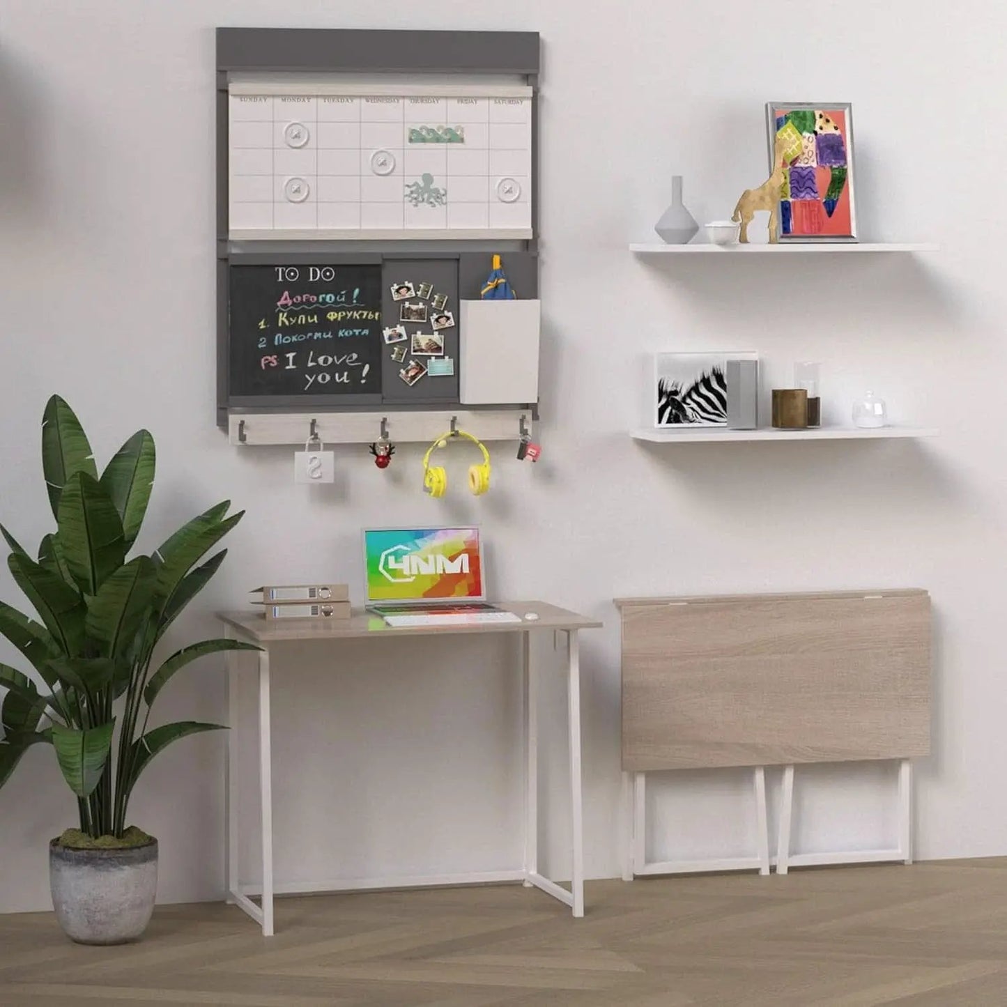 31.5 Inch Folding Desk For Small Spaces Natural White from PriceLows™