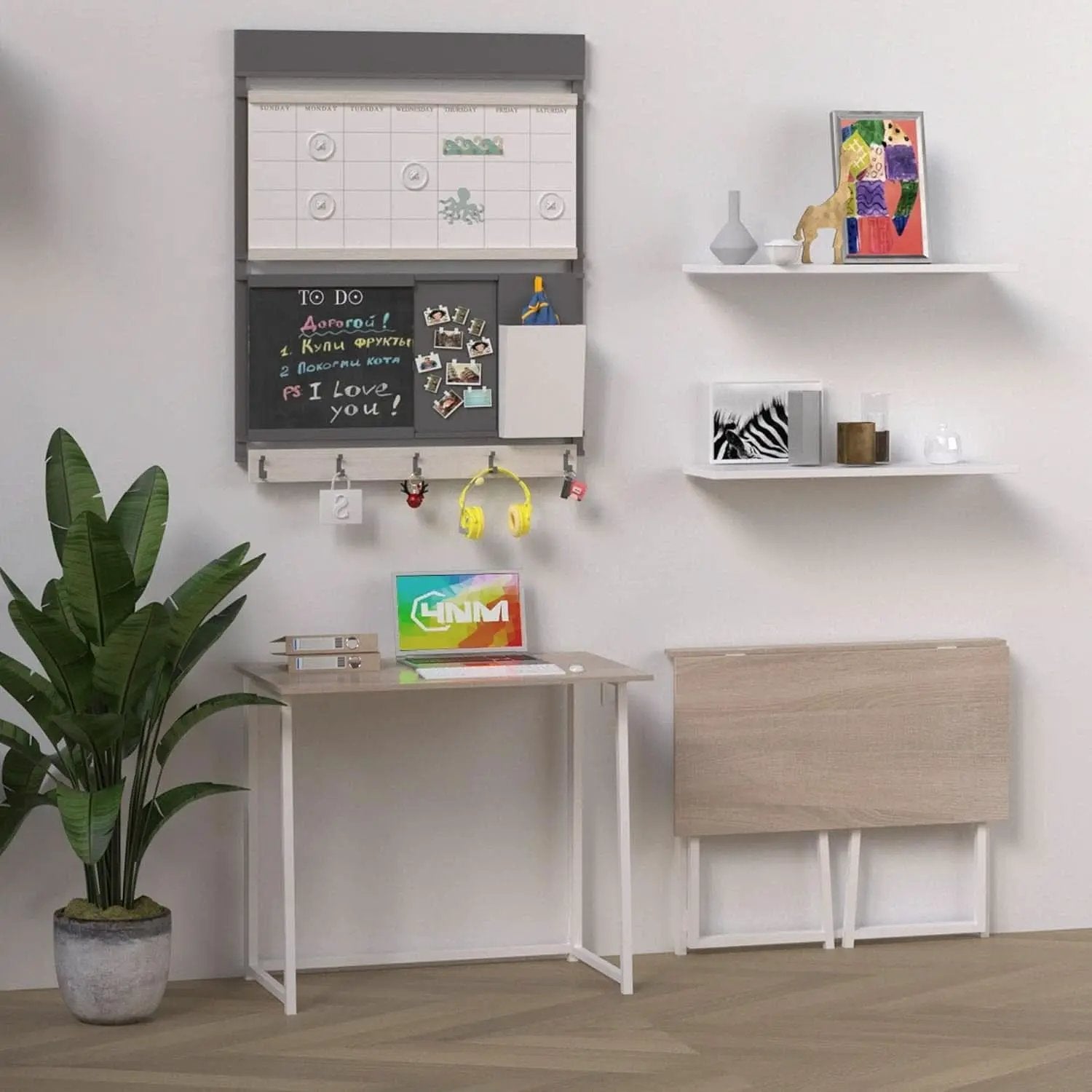 31.5 Inch Folding Desk For Small Spaces Natural White from PriceLows™