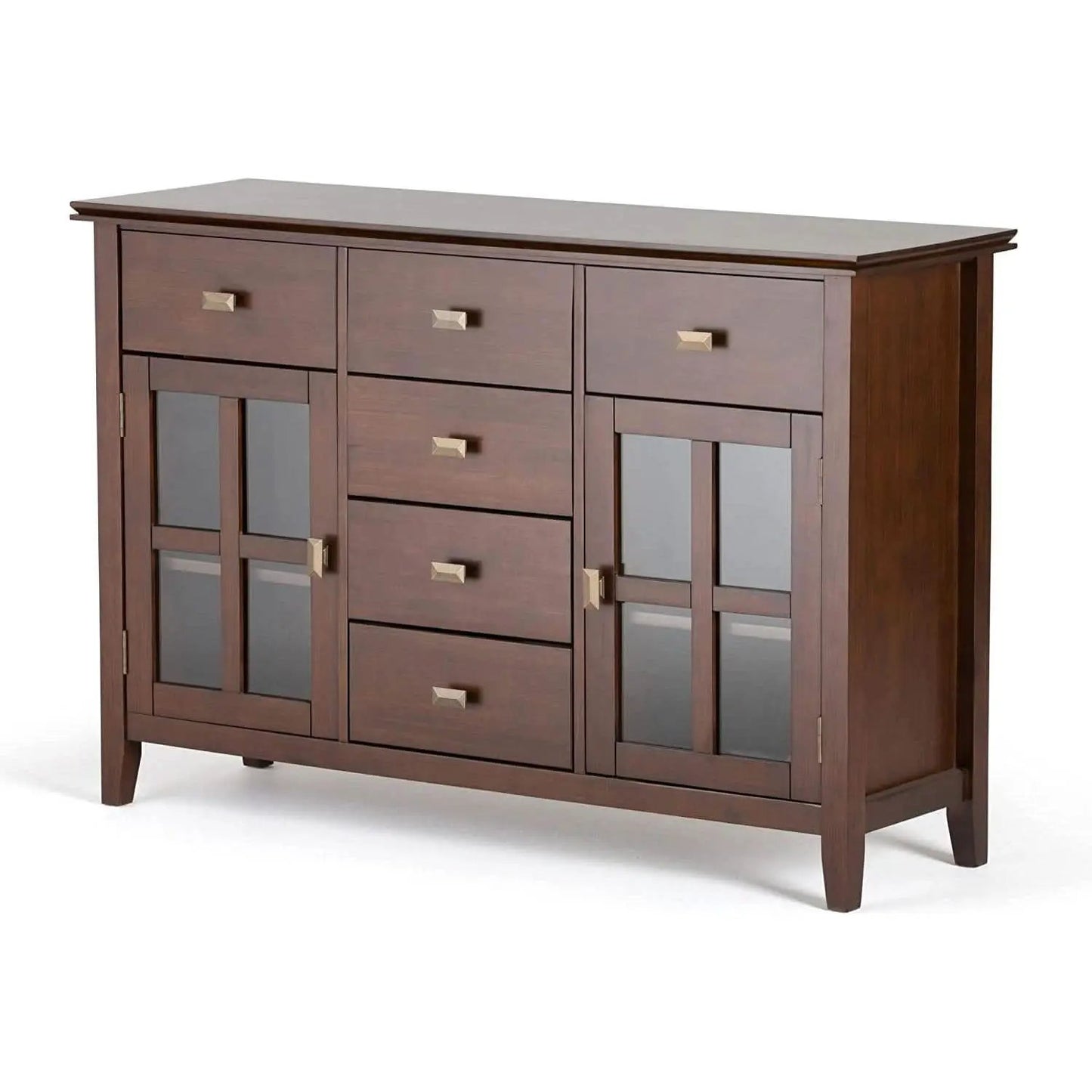 Pine Wood Sideboard Buffet Russet Brown Adjustable Shelves from PriceLows™