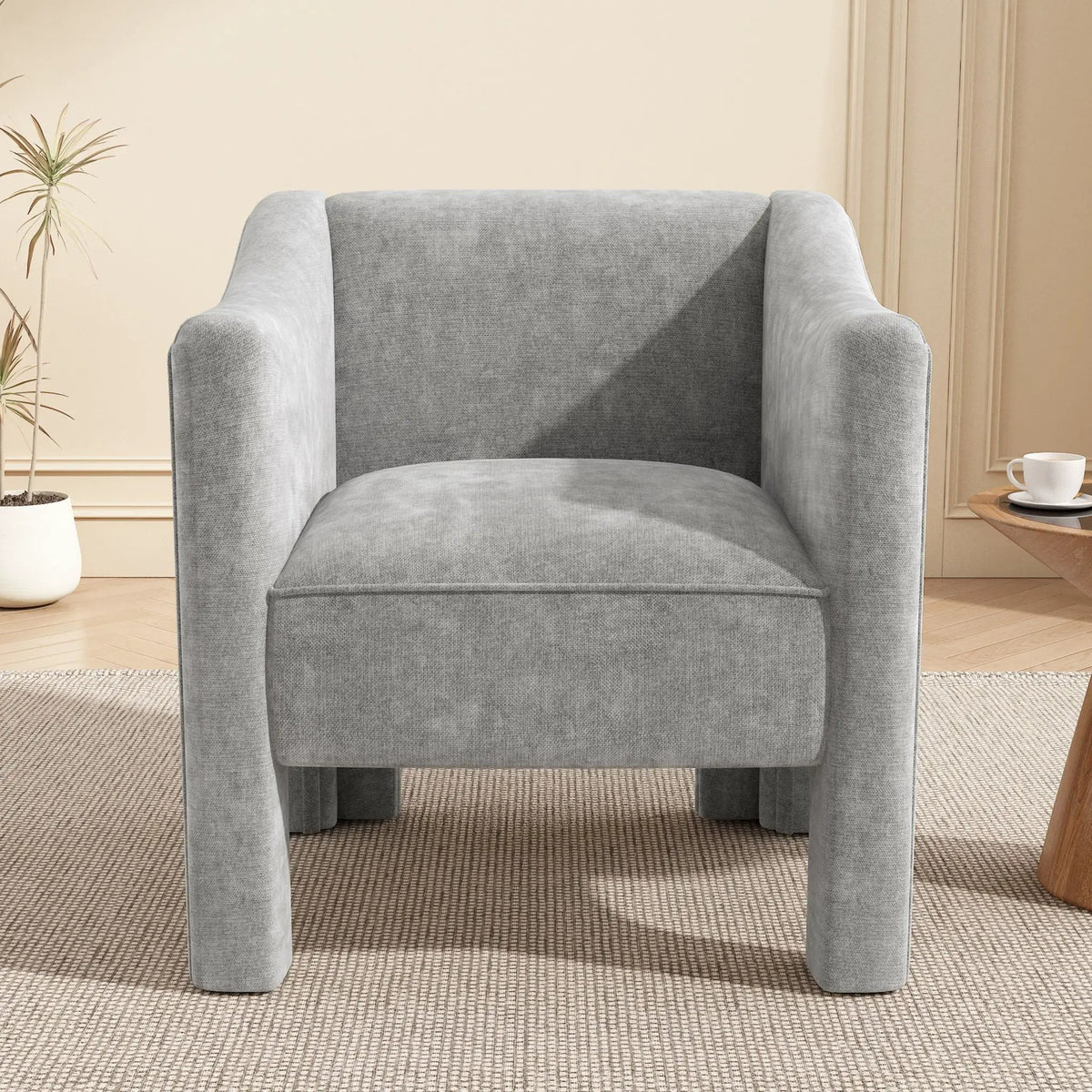 Barrel Accent Chair | Enclosed Wraparound Arms | Pill-Resistant Fabric | Ergonomic Support