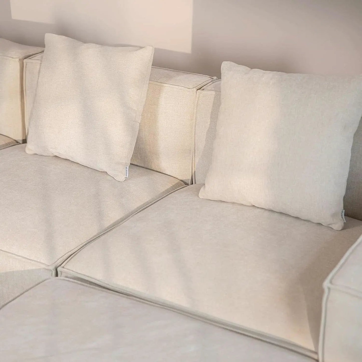 Modular Sectional Sofa Set Linen Cream With Ottoman And Chaise from PriceLows™