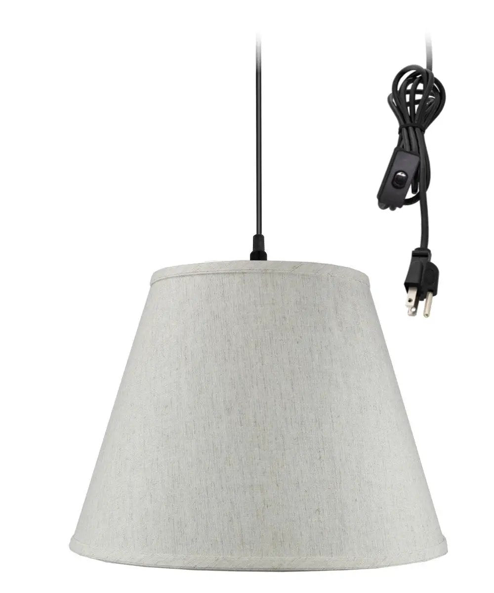 Swag Plug In Pendant | 1 Light | 16 Inch Wide | Textured Oatmeal Shade