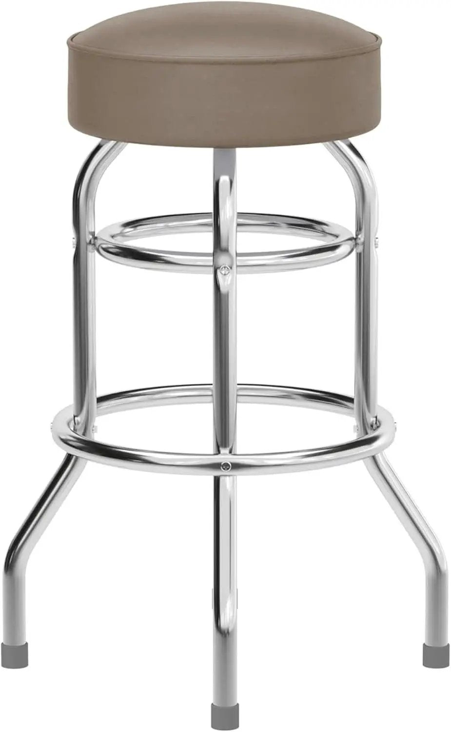 Bruno 2 Pack Chrome Bar Stools Beige Seats Swivel Set from PriceLows™