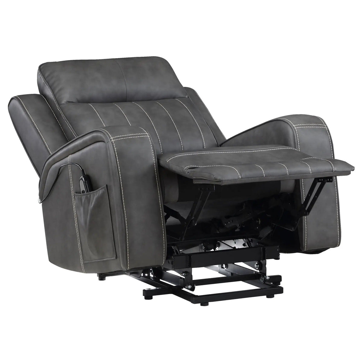 Mckinley Upholstered Power Lift Recliner Chair With Remote Control | 36.25 x 39 x 41.25 in | Metal & Plywood | Gray