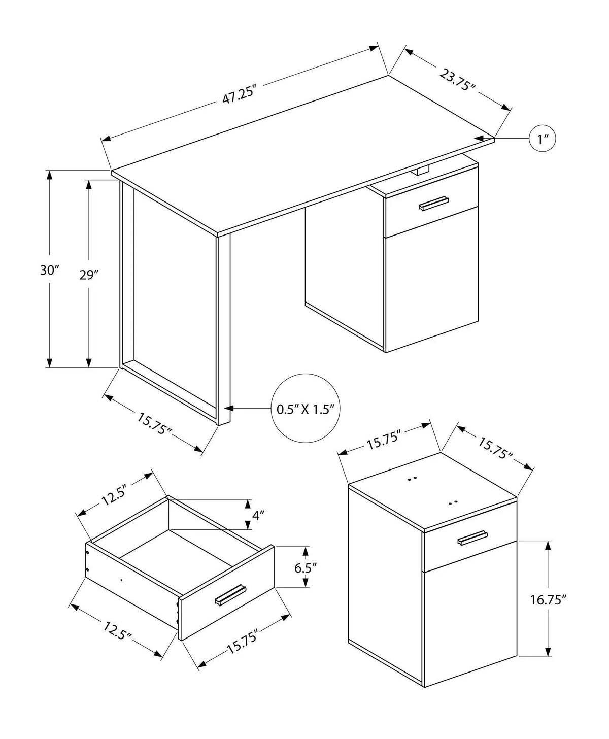 Computer Desk With Storage Unit | 47.25 Inch Width | Left Or Right Setup | One Drawer