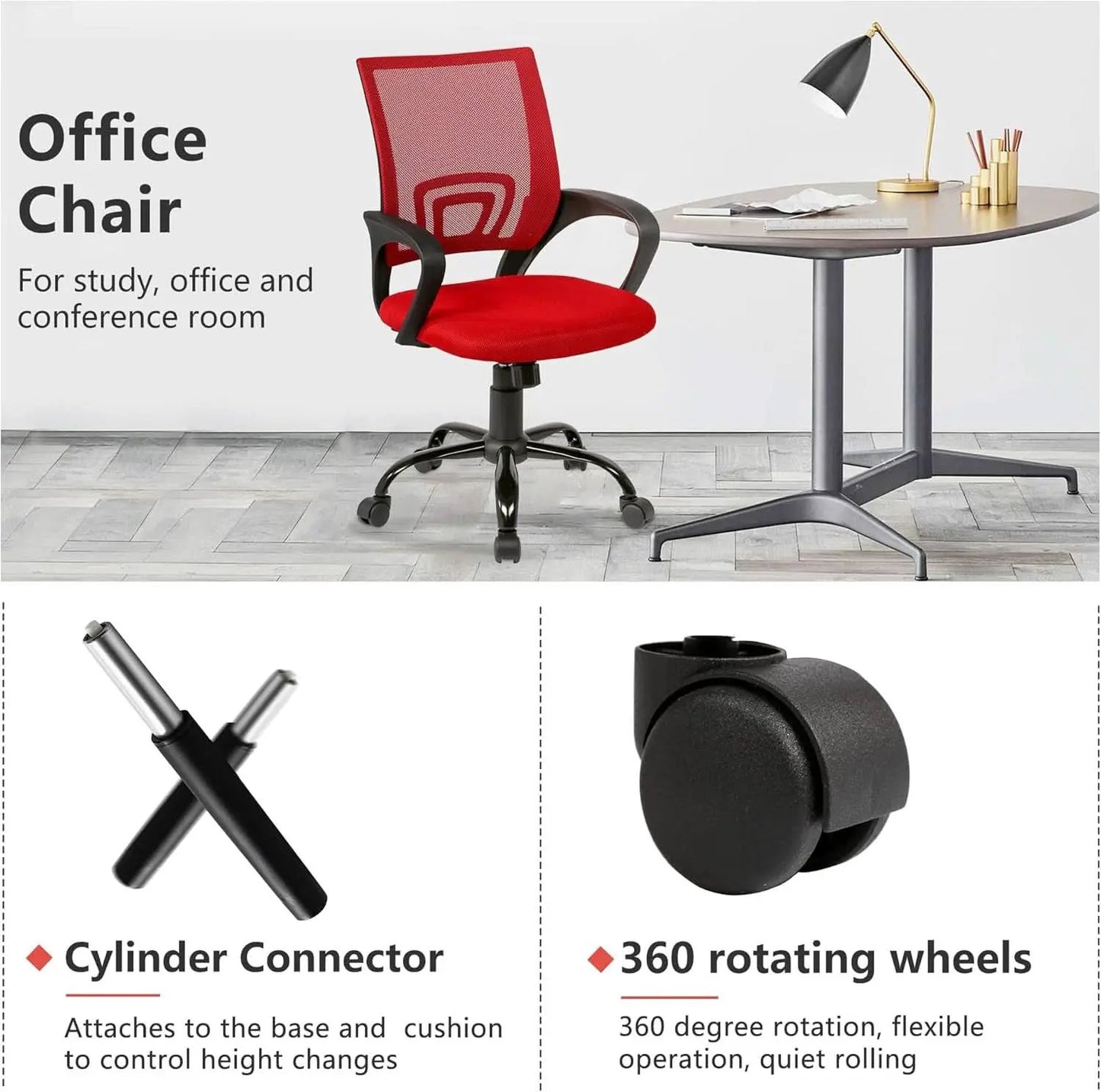 Ergonomic Mesh Office Chair With Lumbar Support Red from PriceLows™