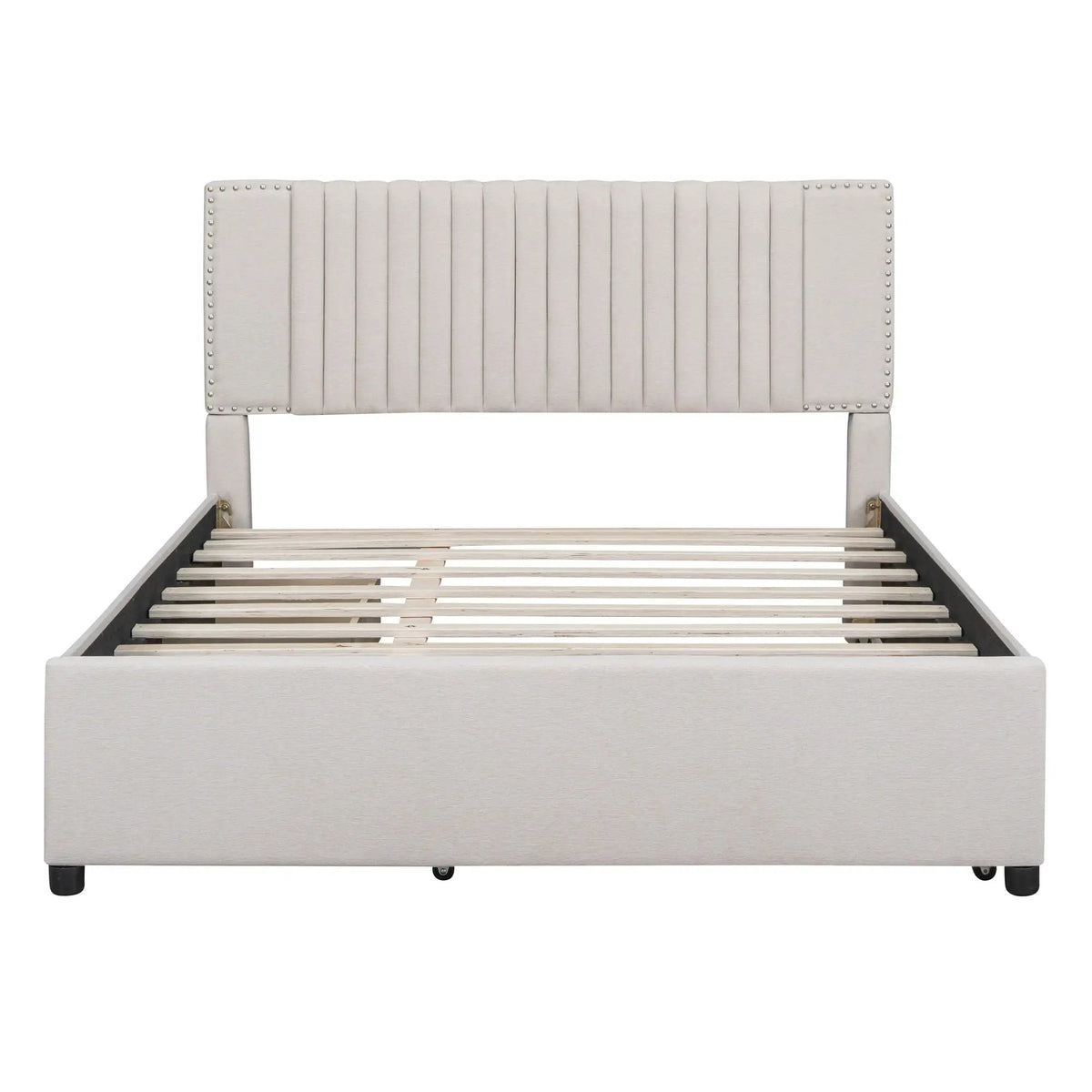 Upholstered Platform Bed | Drawers | Classic Headboard Design | Thick Foam Fill