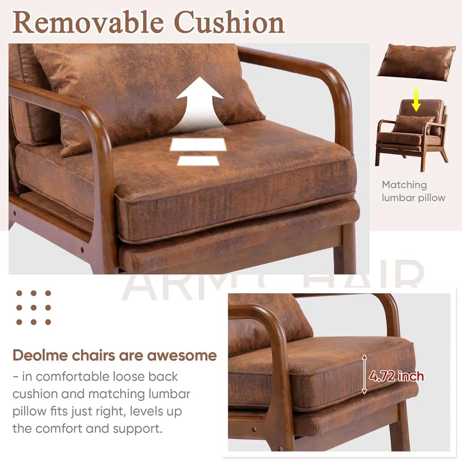 Brown Microfiber Midcentury Modern Accent Chair Set from PriceLows™
