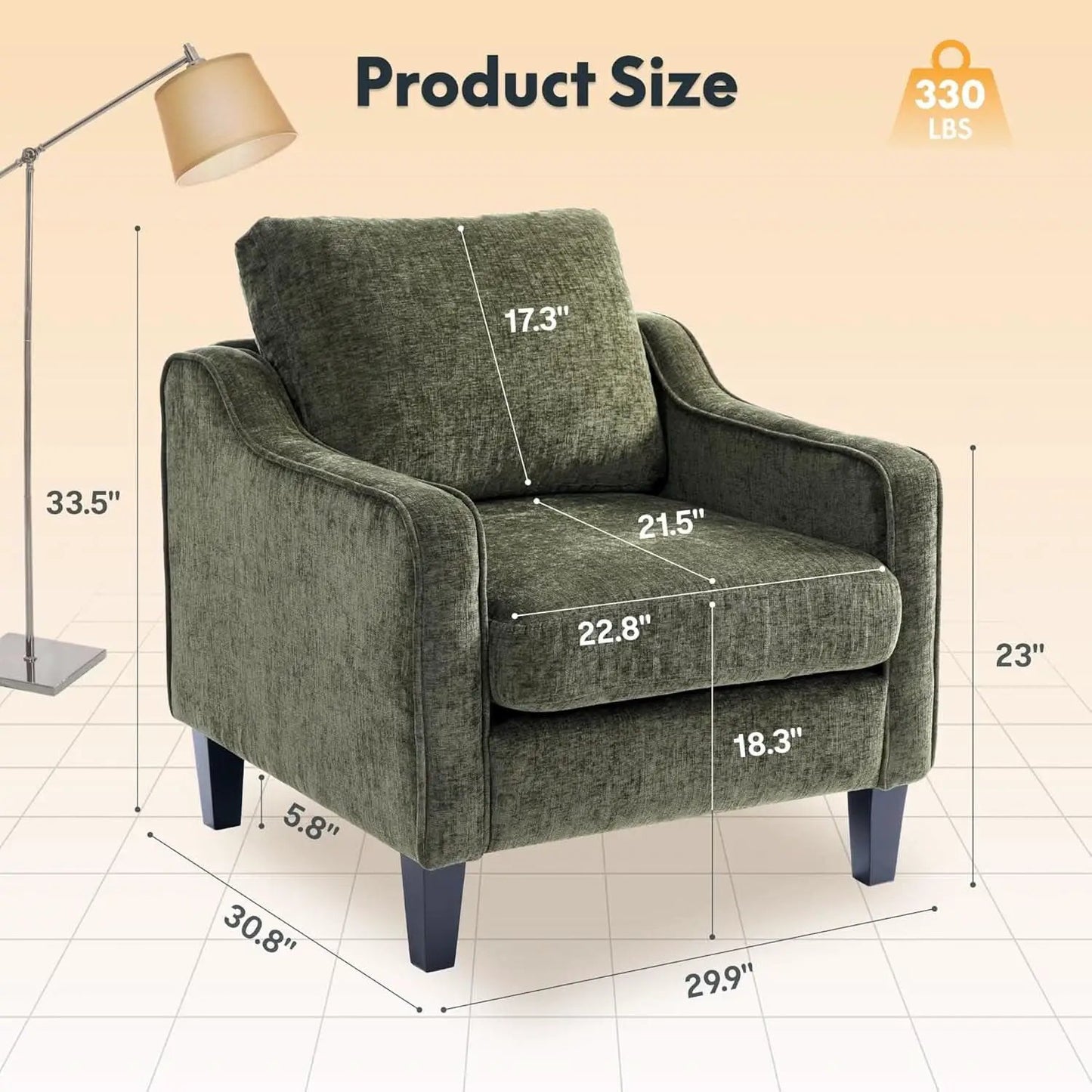 Compact Chenille Accent Chairs With Removable Covers from PriceLows™