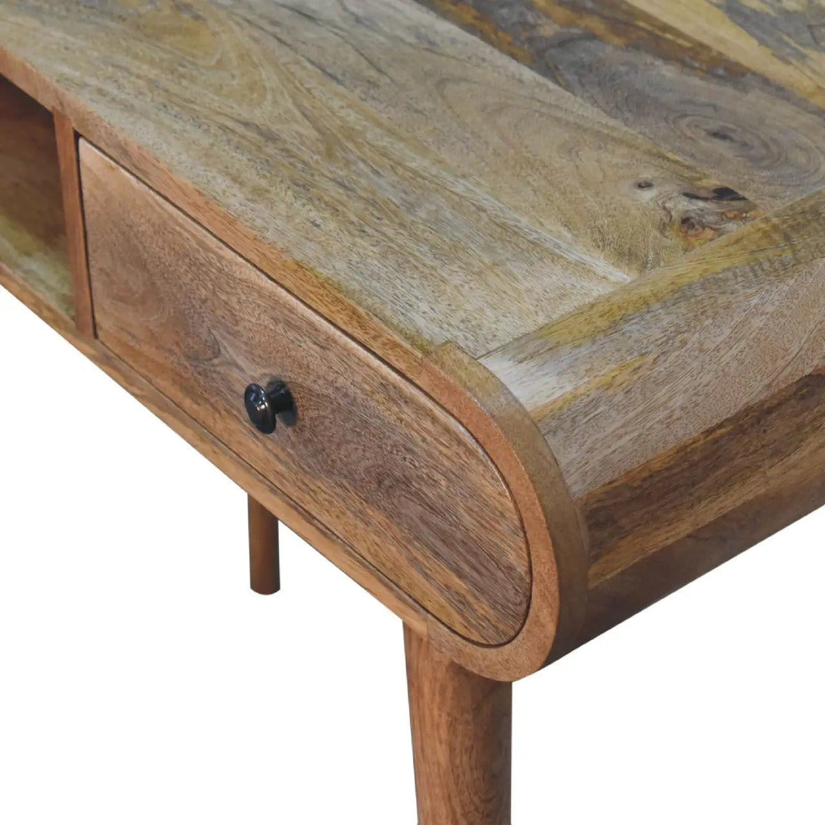 Writing Desk, Curved Chestnut | 35.43 x 17.72 x 31.5 in | Mango Wood | Home Office
