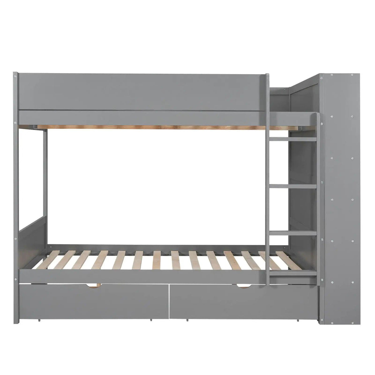 Bunk Bed With 2 Drawers And Multi Layer Cabinet | 2 Pieces | Pine Wood | Bedroom